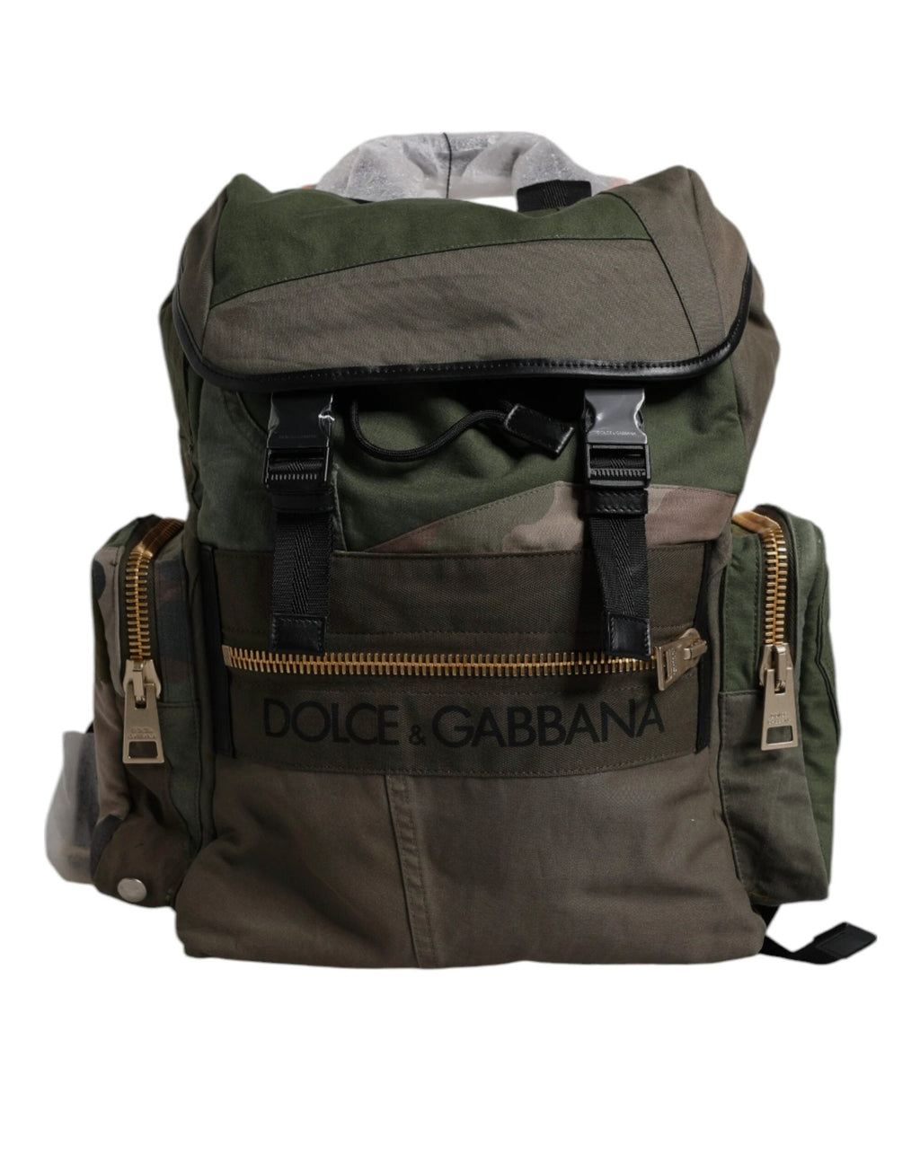 Dolce & Gabbana Military Green Patchwork Travel Backpack Bag by Dolce & Gabbana