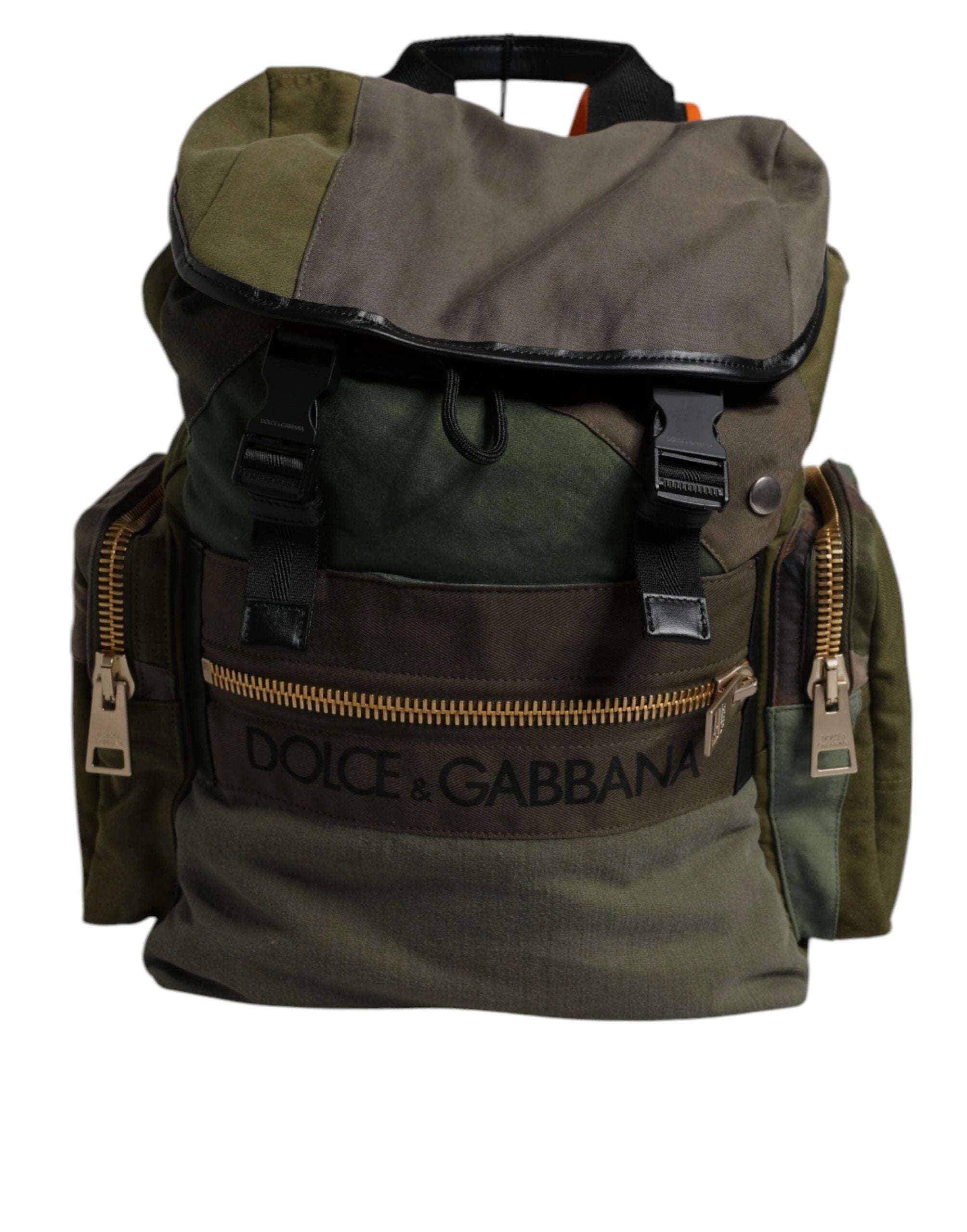 Dolce & Gabbana Military Green Patchwork Travel Backpack Bag by Dolce & Gabbana