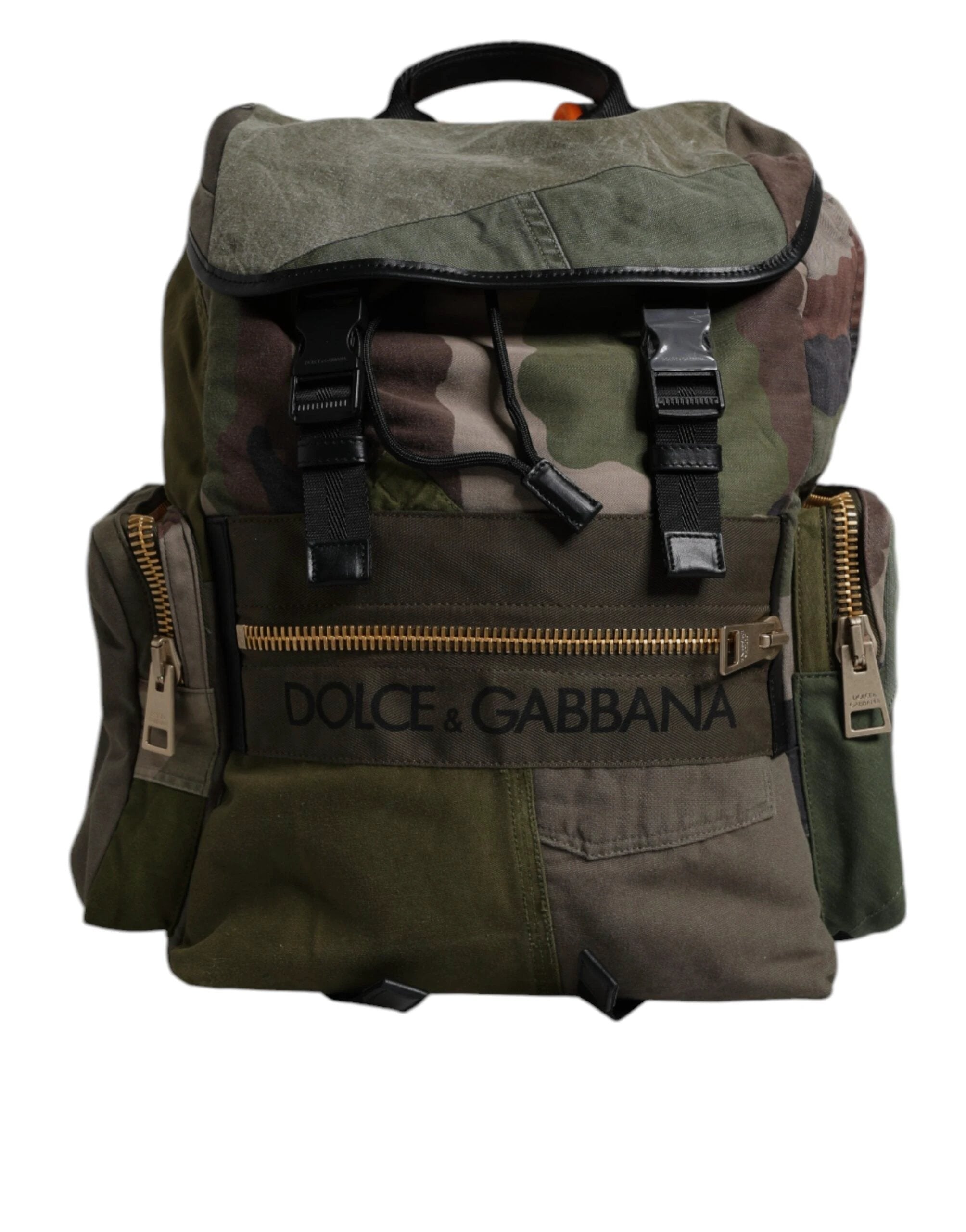 Dolce & Gabbana Military Green Patchwork School Backpack Bag by Dolce & Gabbana