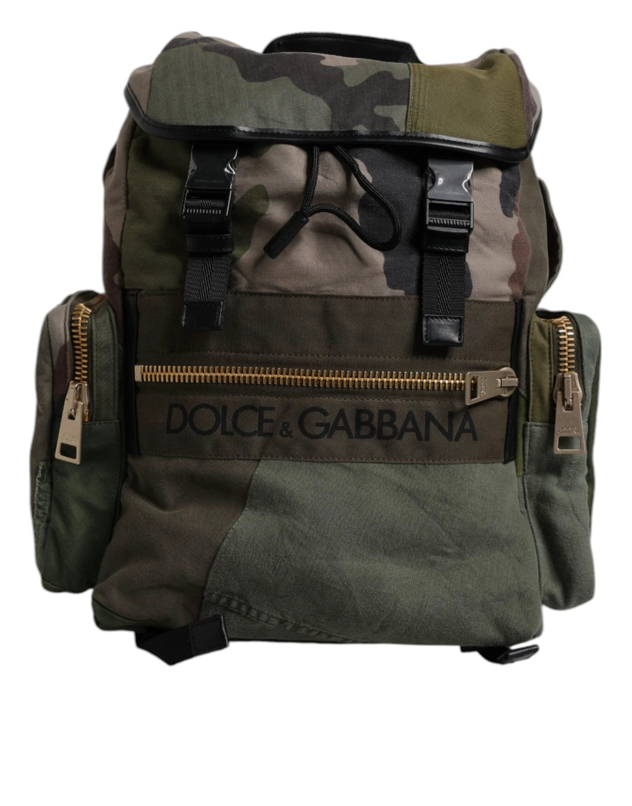 Dolce & Gabbana Military Green Patchwork Travel Backpack Bag by Dolce & Gabbana