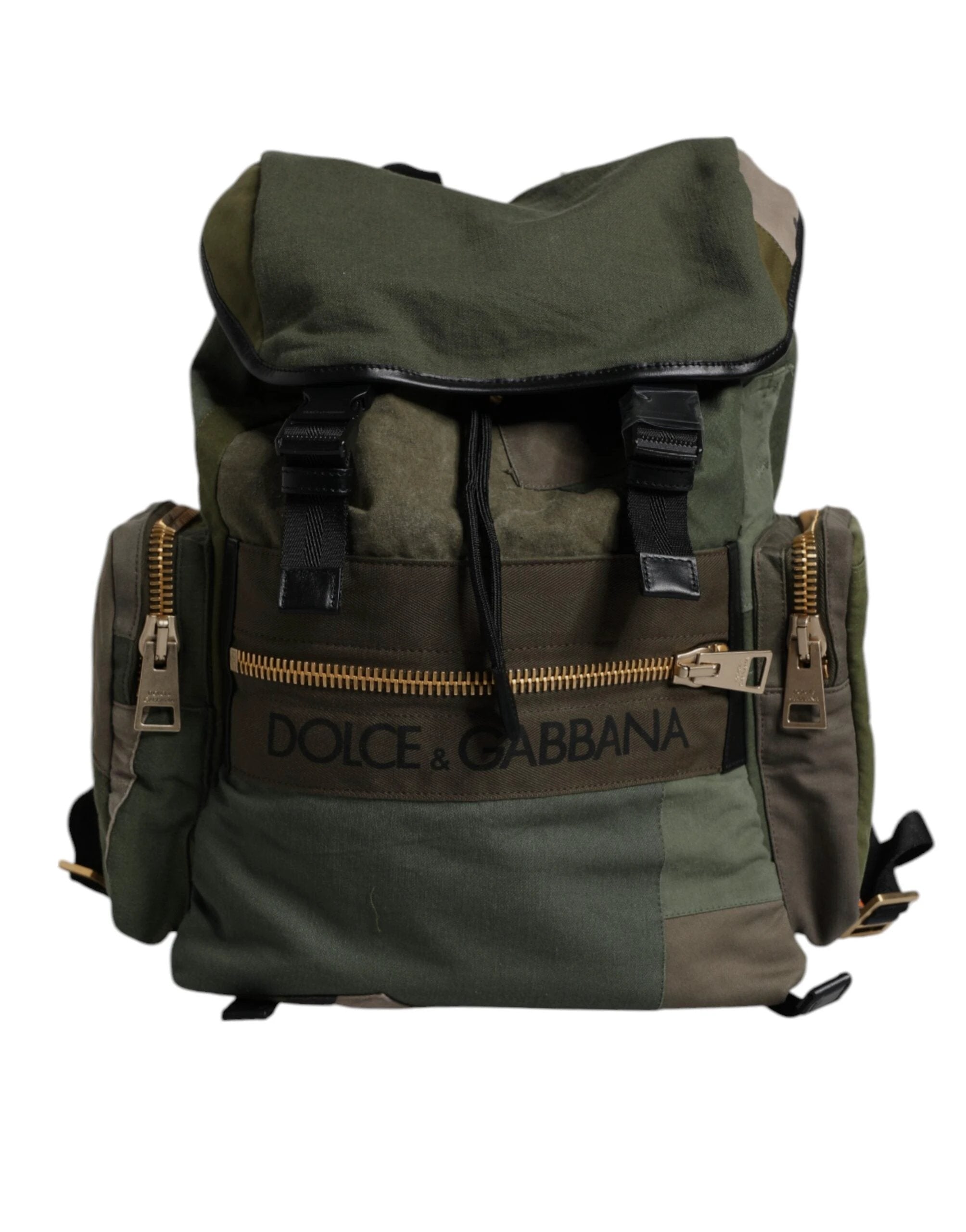 Dolce & Gabbana Military Green Patchwork School Backpack Bag by Dolce & Gabbana