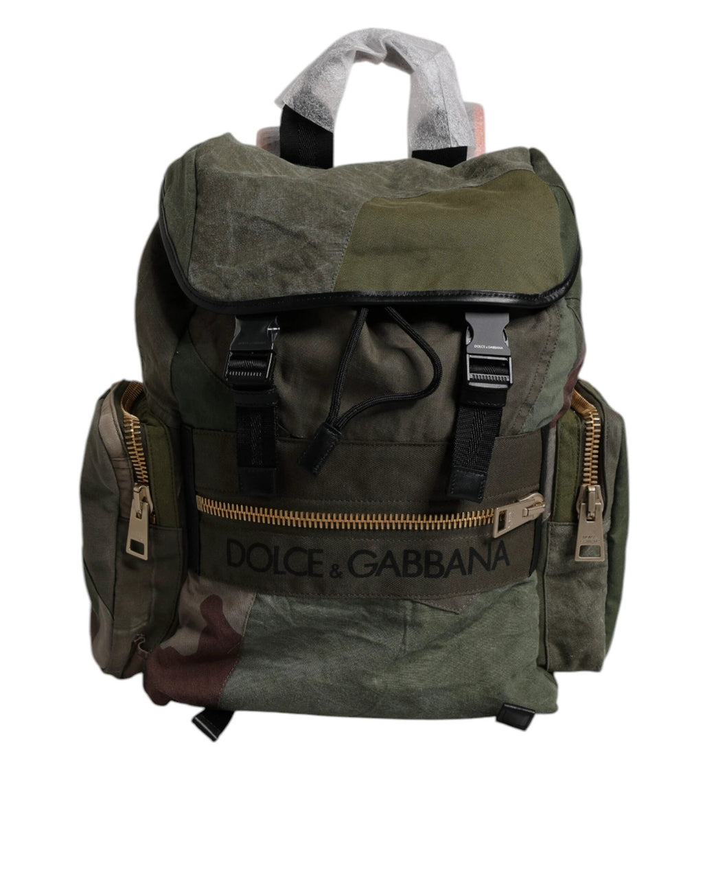 Dolce & Gabbana Military Green Patchwork Travel Backpack Bag by Dolce & Gabbana