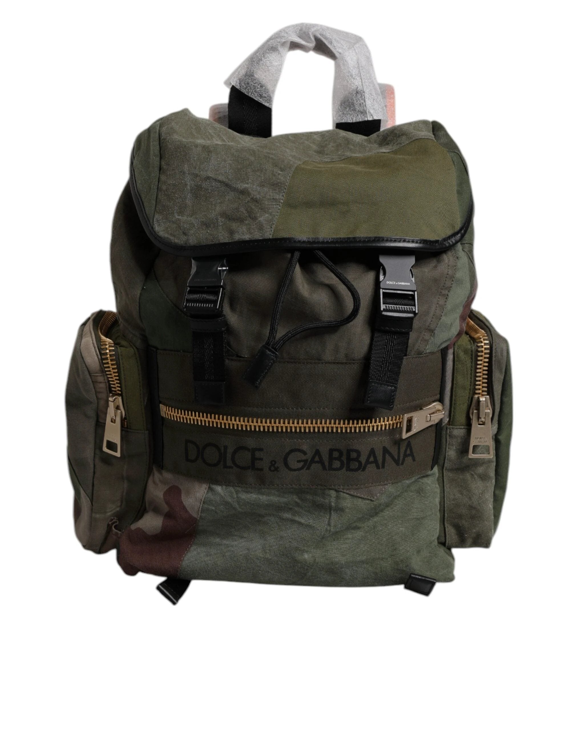 Dolce & Gabbana Military Green Patchwork Travel Backpack Bag by Dolce & Gabbana