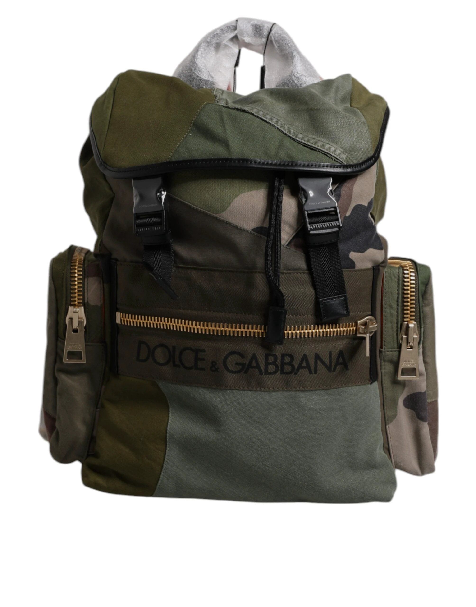 Dolce & Gabbana Military Green Patchwork Travel Backpack Bag by Dolce & Gabbana