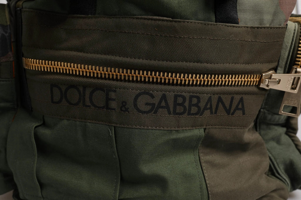 Dolce & Gabbana Military Green Patchwork Travel Backpack Bag by Dolce & Gabbana