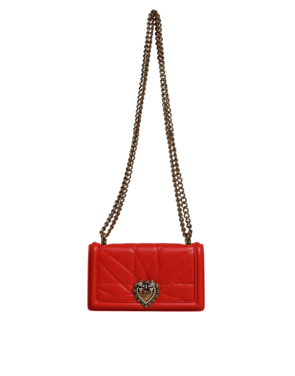 Dolce & Gabbana Red Quilted Devotion Crossbody Chain Phone Cover Bag by Dolce & Gabbana