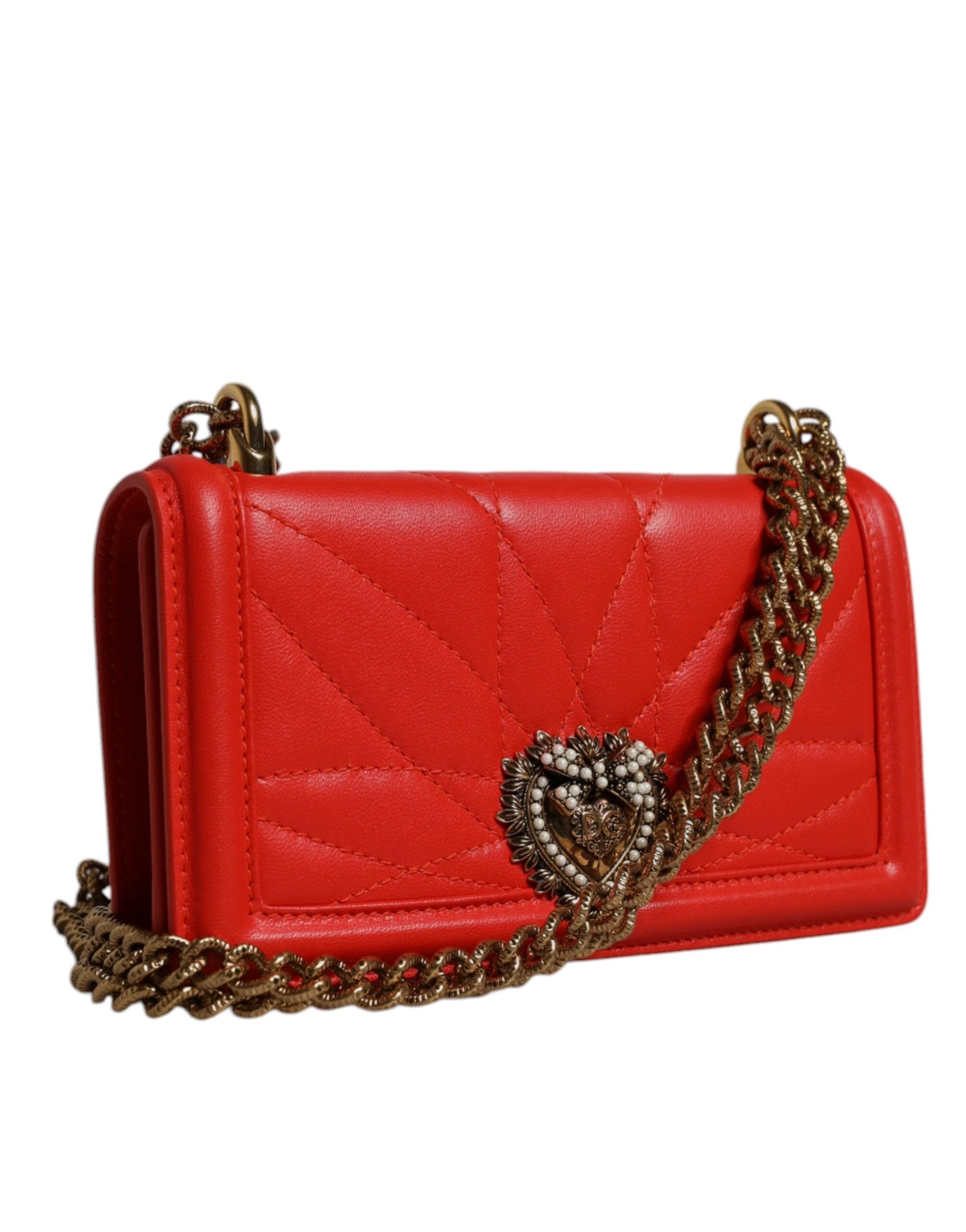Dolce & Gabbana Red Quilted Devotion Crossbody Chain Phone Cover Bag by Dolce & Gabbana
