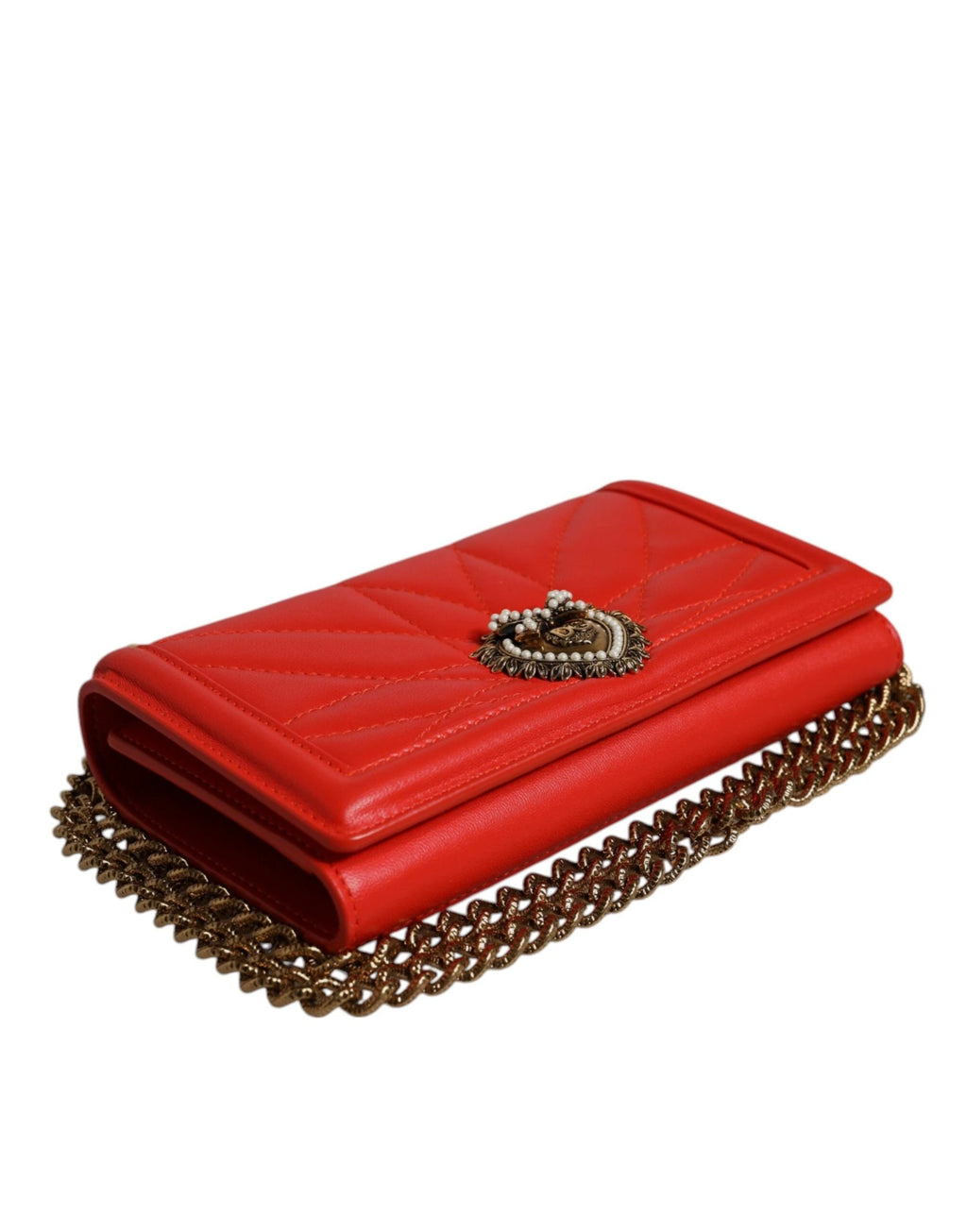 Dolce & Gabbana Red Quilted Devotion Crossbody Chain Phone Cover Bag by Dolce & Gabbana