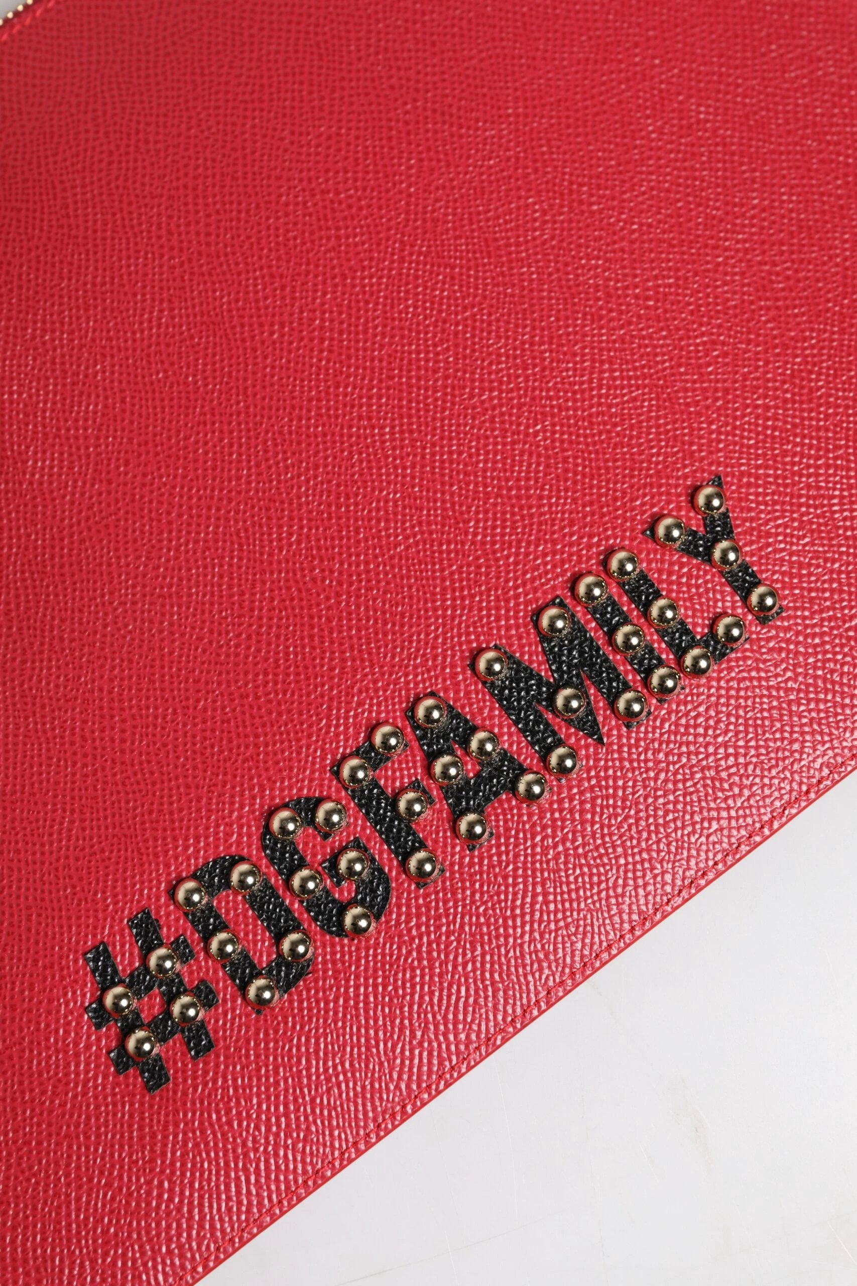Dolce & Gabbana Red #DGFamily Embellished Leather Clutch Bag by Dolce & Gabbana