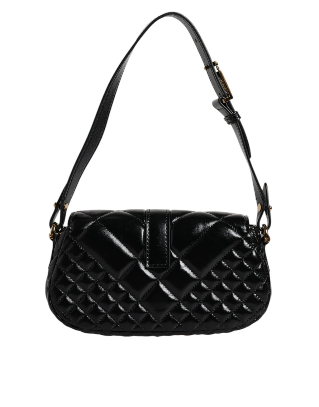 Versace Black Calf Leather Quilted Shoulder Strap Bag by Versace