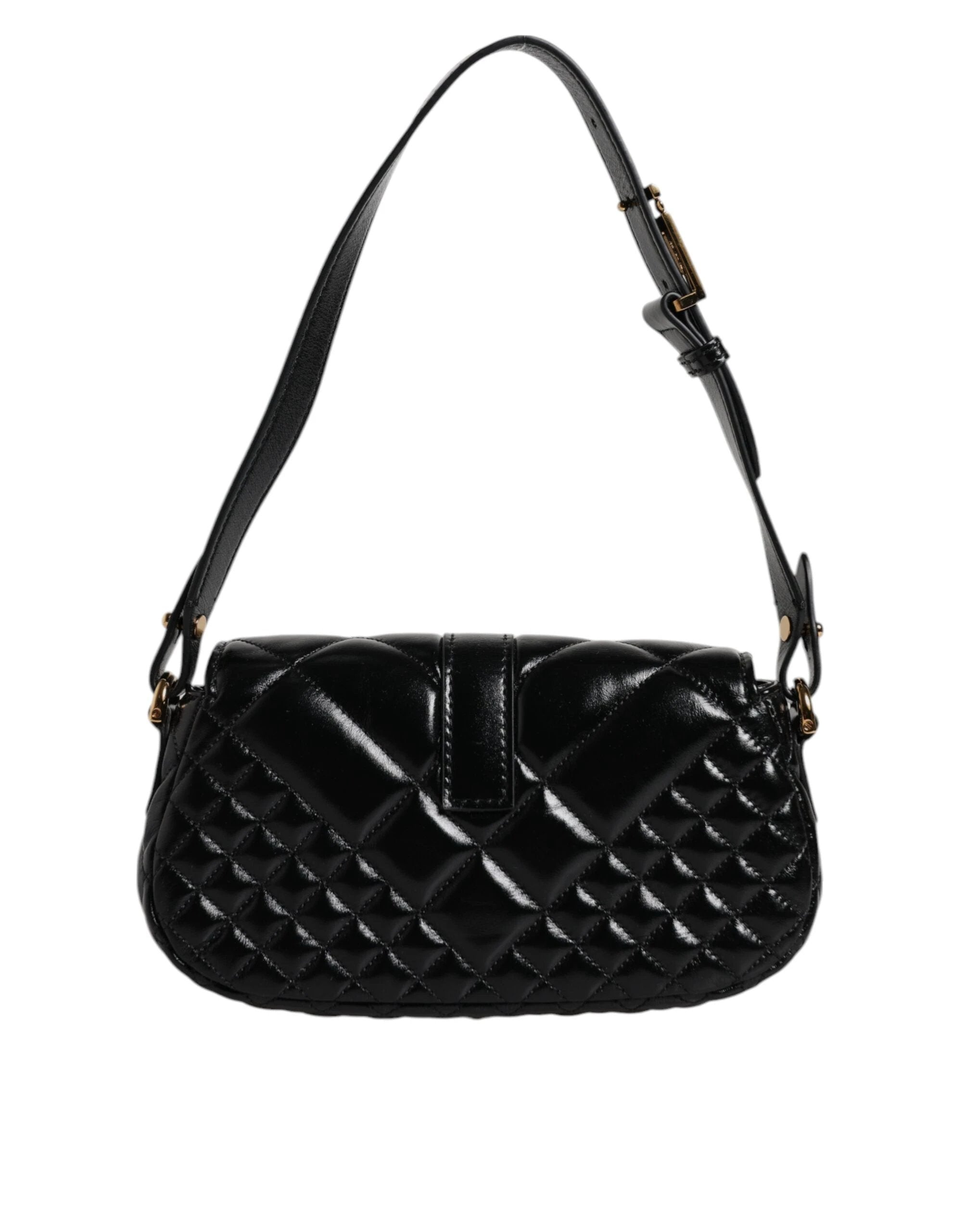 Versace Black Calf Leather Quilted Shoulder Strap Bag by Versace