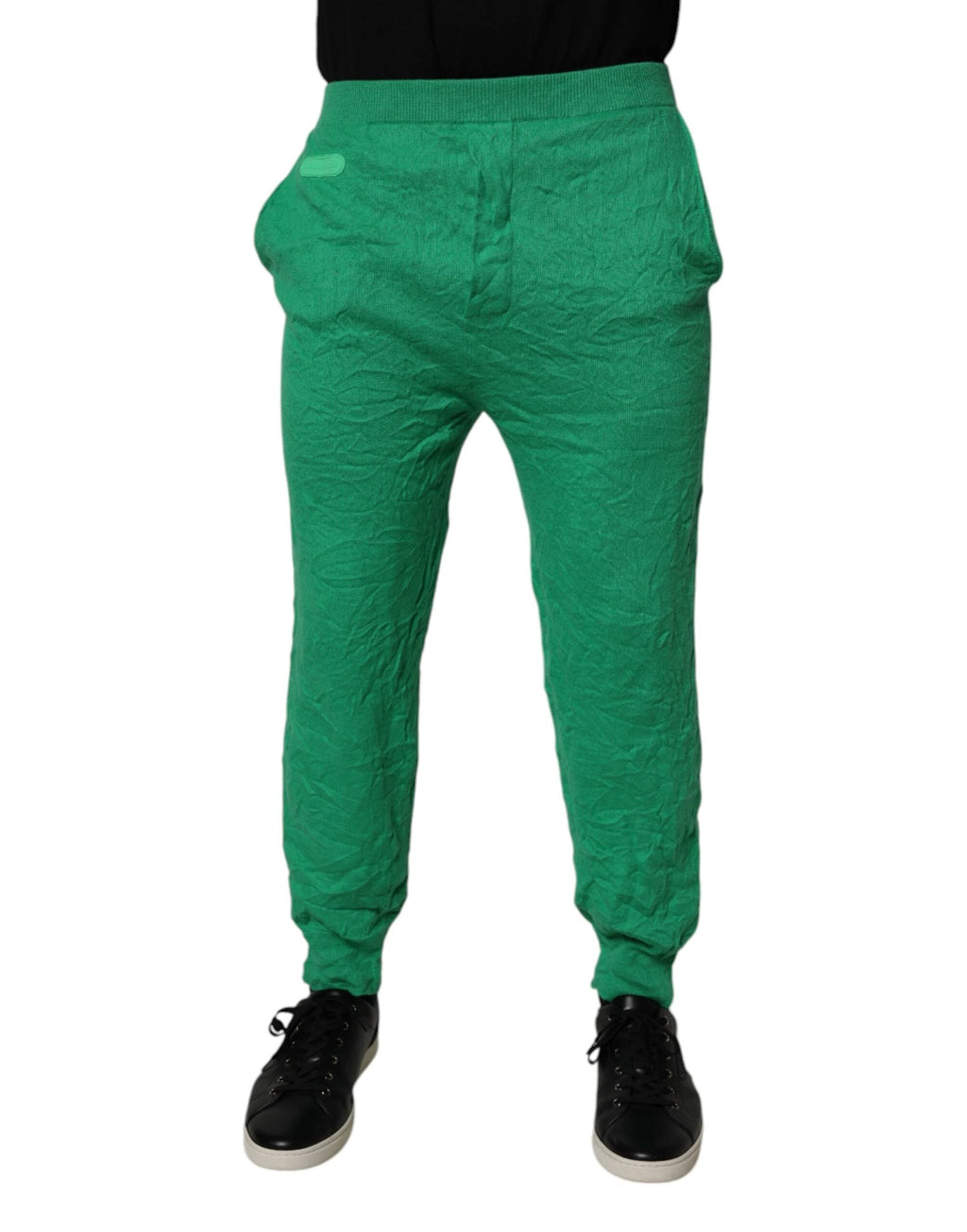 Dsquared² Green Cotton Elastic Waist Men Casual Pants by Dsquared²