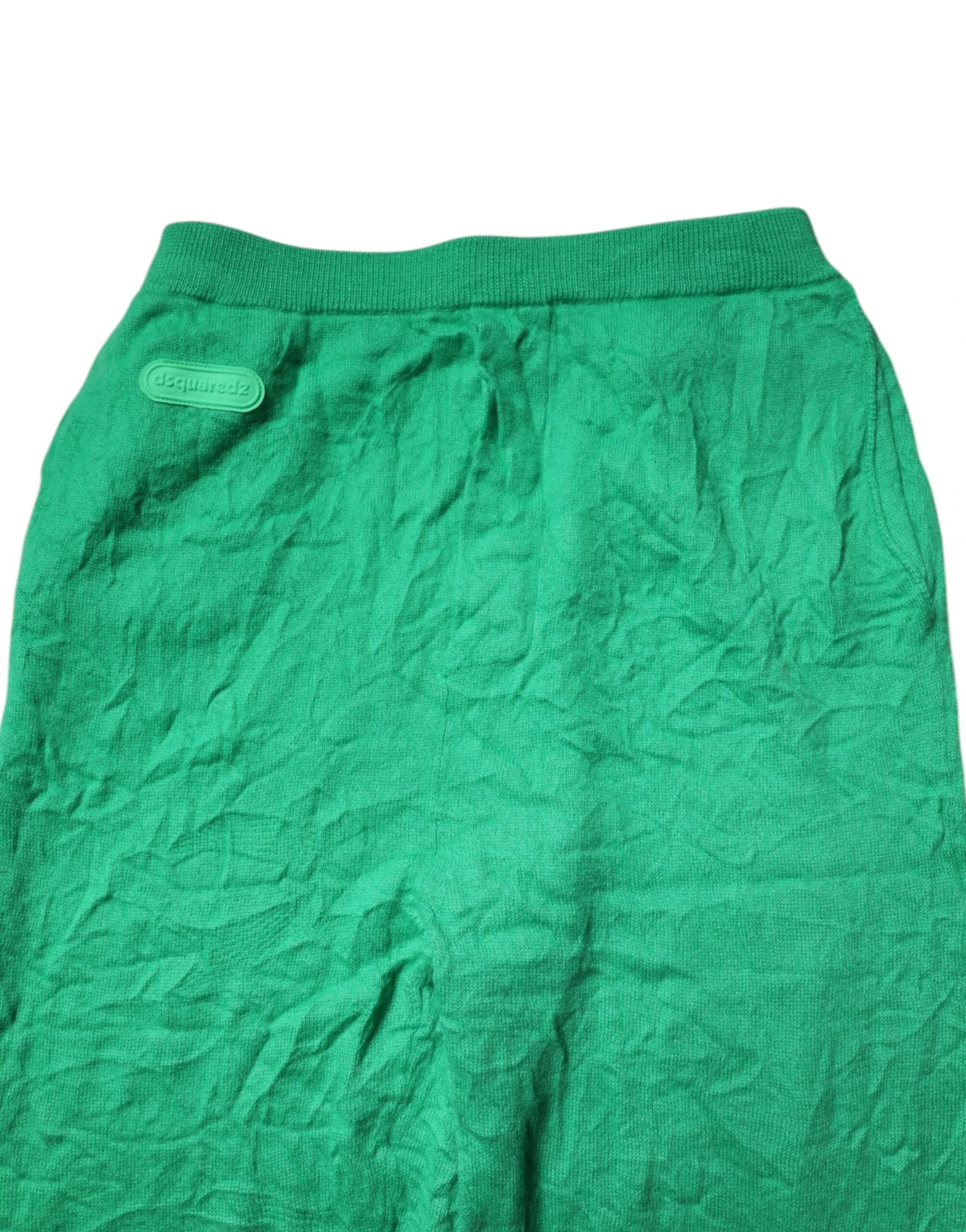 Dsquared² Green Cotton Elastic Waist Men Casual Pants by Dsquared²
