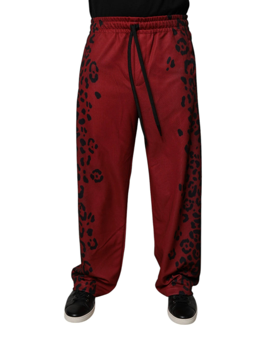 Dolce & Gabbana Red Leopard Print Polyester Men Jogger Pants by Dolce & Gabbana
