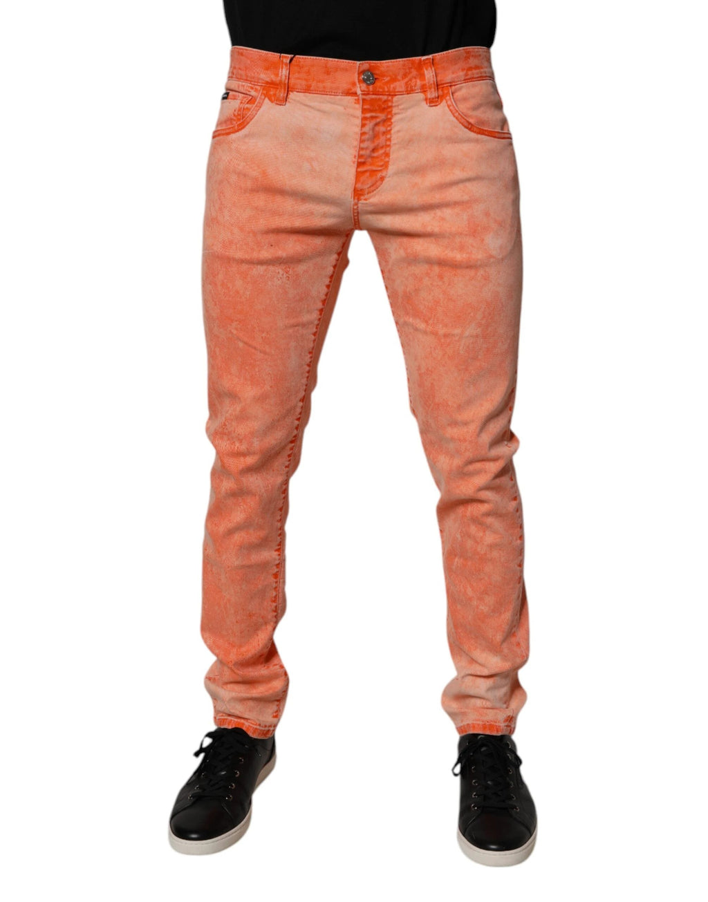 Dolce & Gabbana Orange Tie Dye Cotton Skinny Men Denim Jeans by Dolce & Gabbana