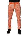Dolce & Gabbana Orange Tie Dye Cotton Skinny Men Denim Jeans by Dolce & Gabbana