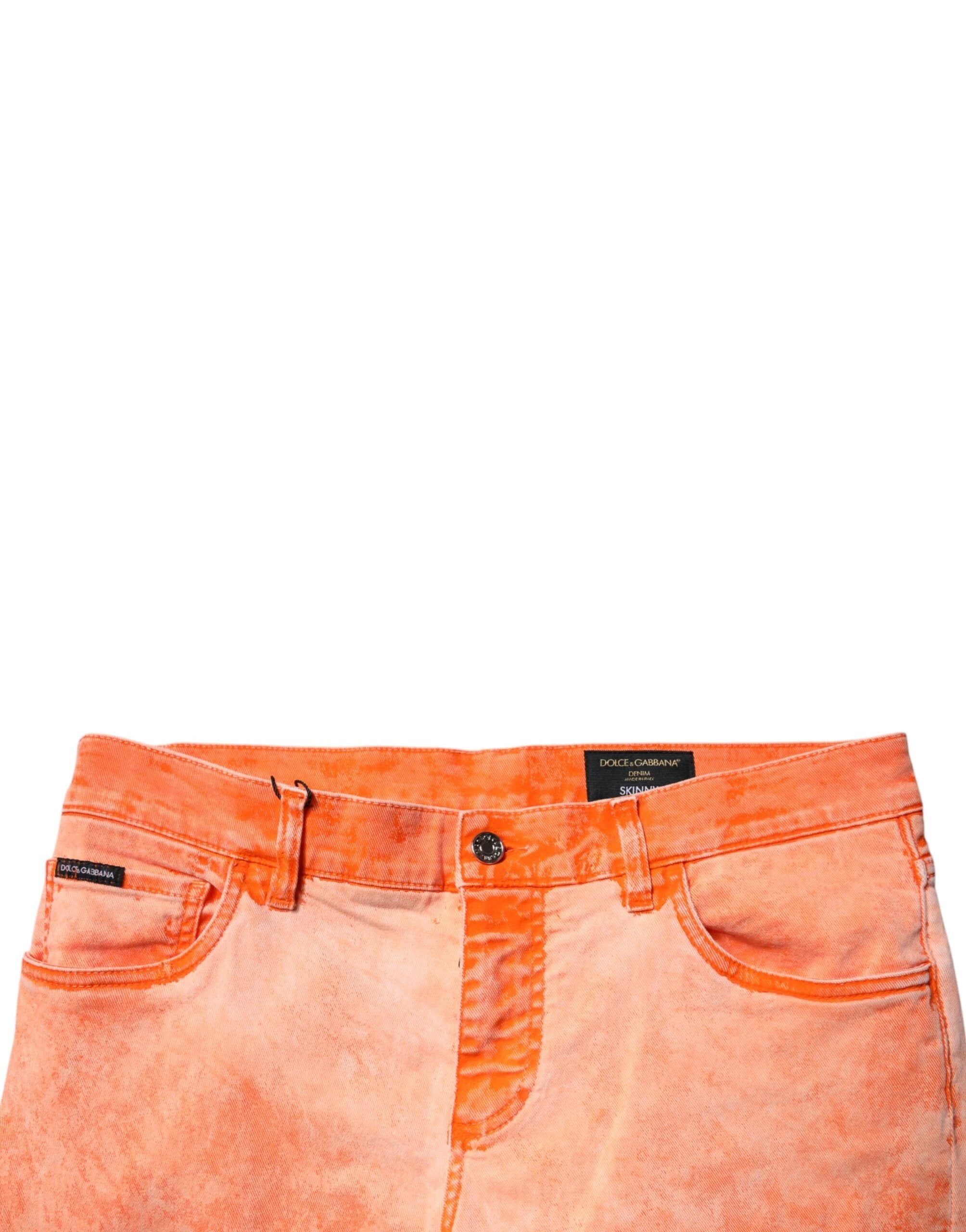 Dolce & Gabbana Orange Tie Dye Cotton Skinny Men Denim Jeans by Dolce & Gabbana
