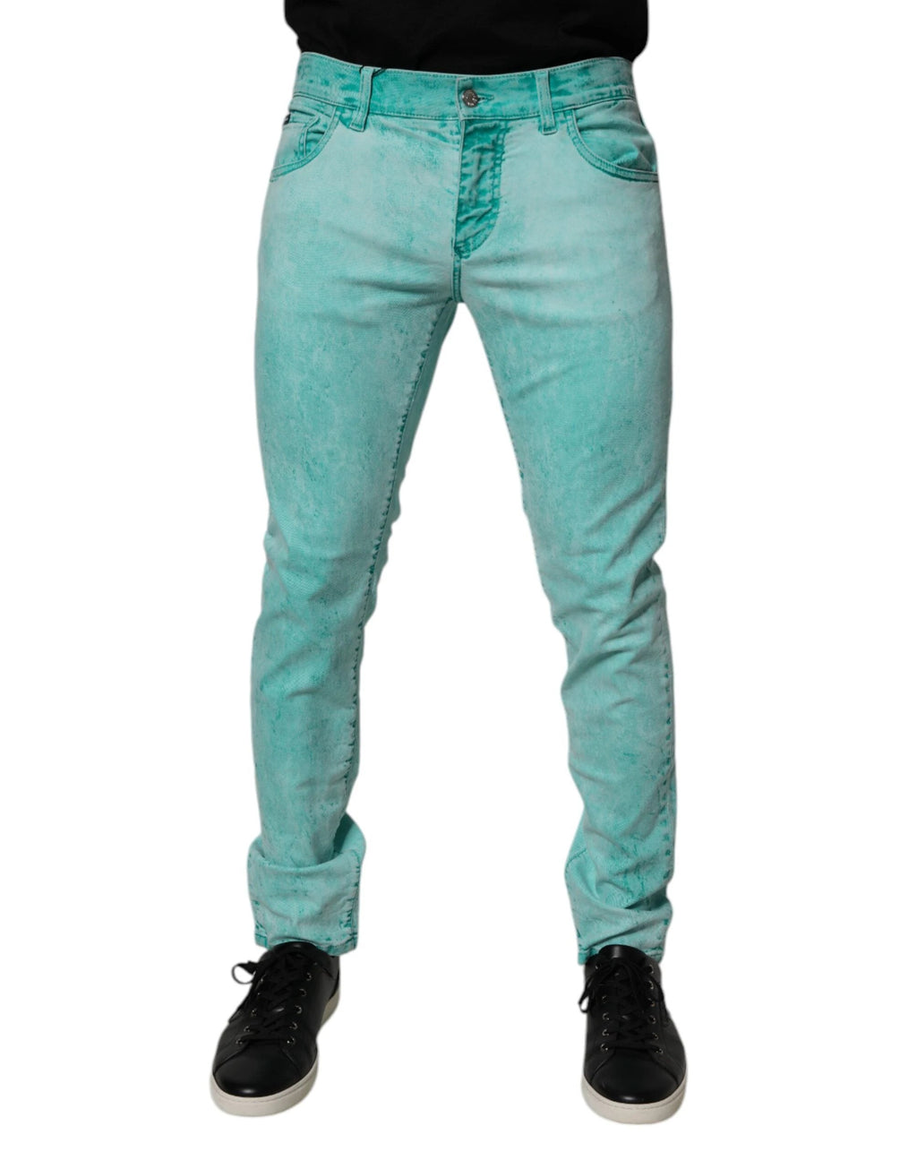 Dolce & Gabbana Green Tie Dye Cotton Skinny Men Denim Jeans by Dolce & Gabbana
