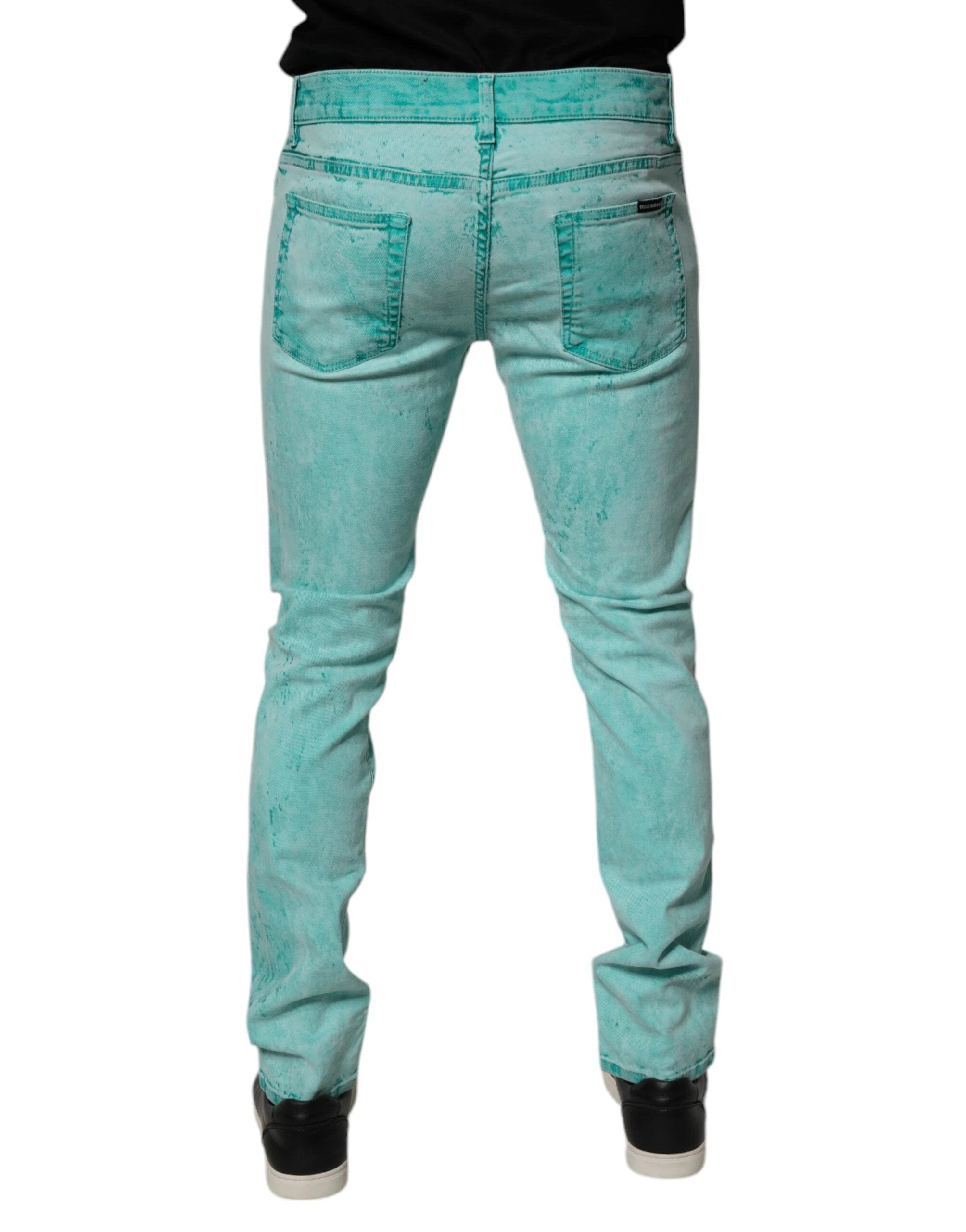 Dolce & Gabbana Green Tie Dye Cotton Skinny Men Denim Jeans by Dolce & Gabbana