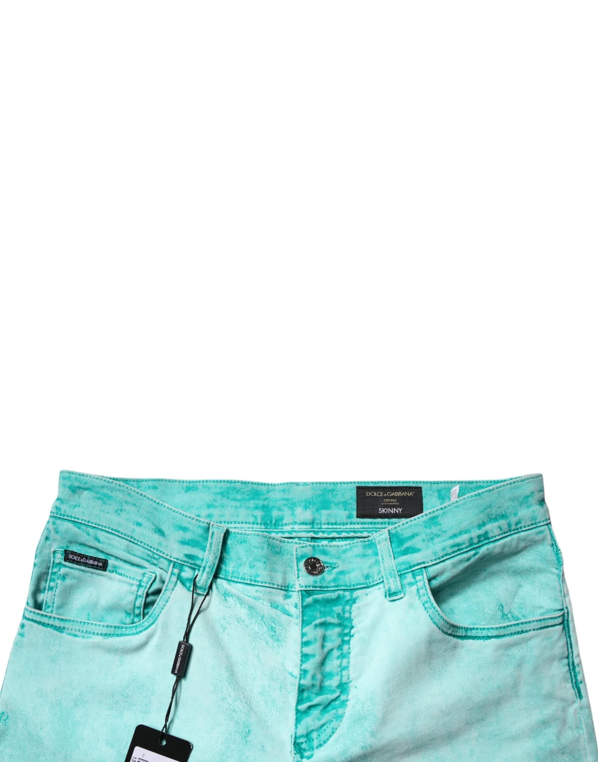 Dolce & Gabbana Green Tie Dye Cotton Skinny Men Denim Jeans by Dolce & Gabbana