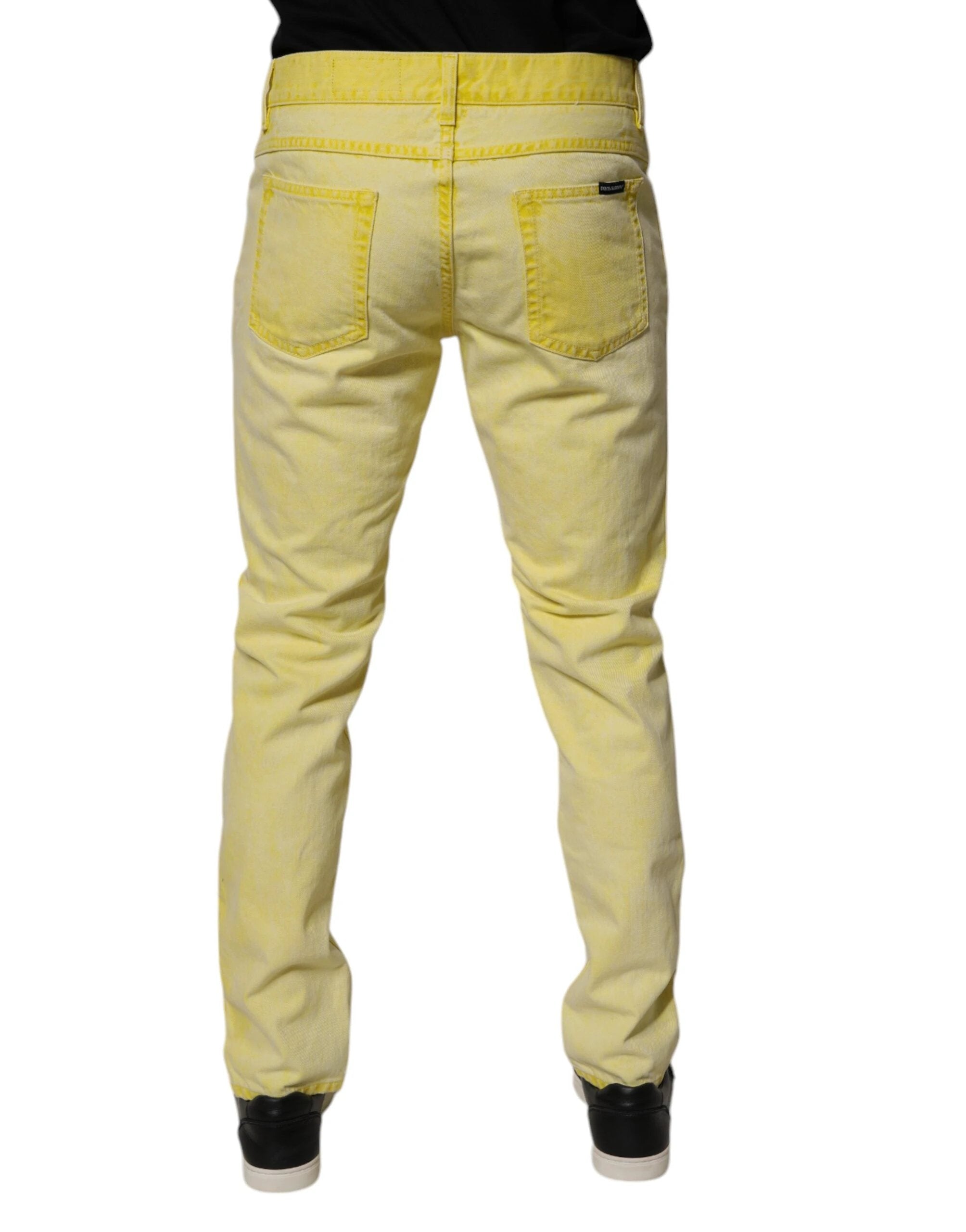 Dolce & Gabbana Yellow Cotton Stretch Skinny Men Denim Jeans by Dolce & Gabbana