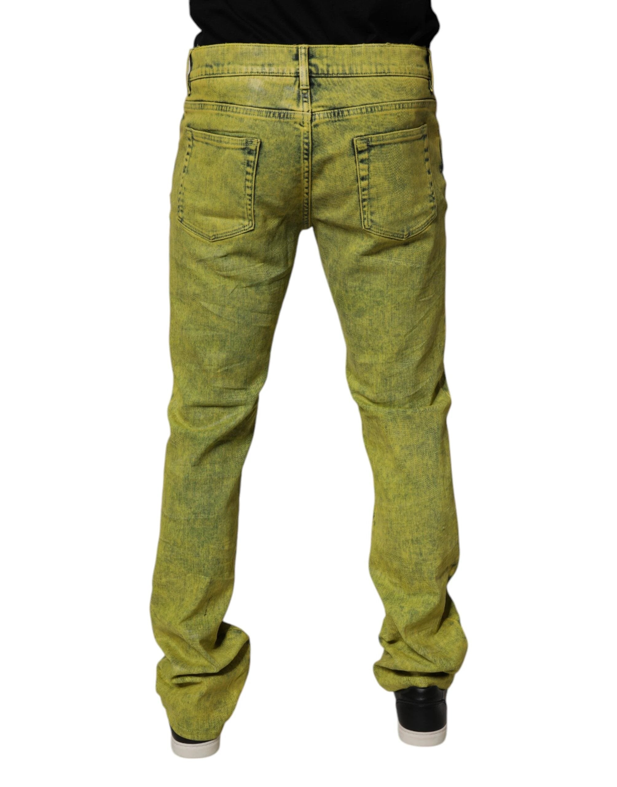 Dolce & Gabbana Yellow Cotton Stretch Skinny Men Denim Jeans by Dolce & Gabbana