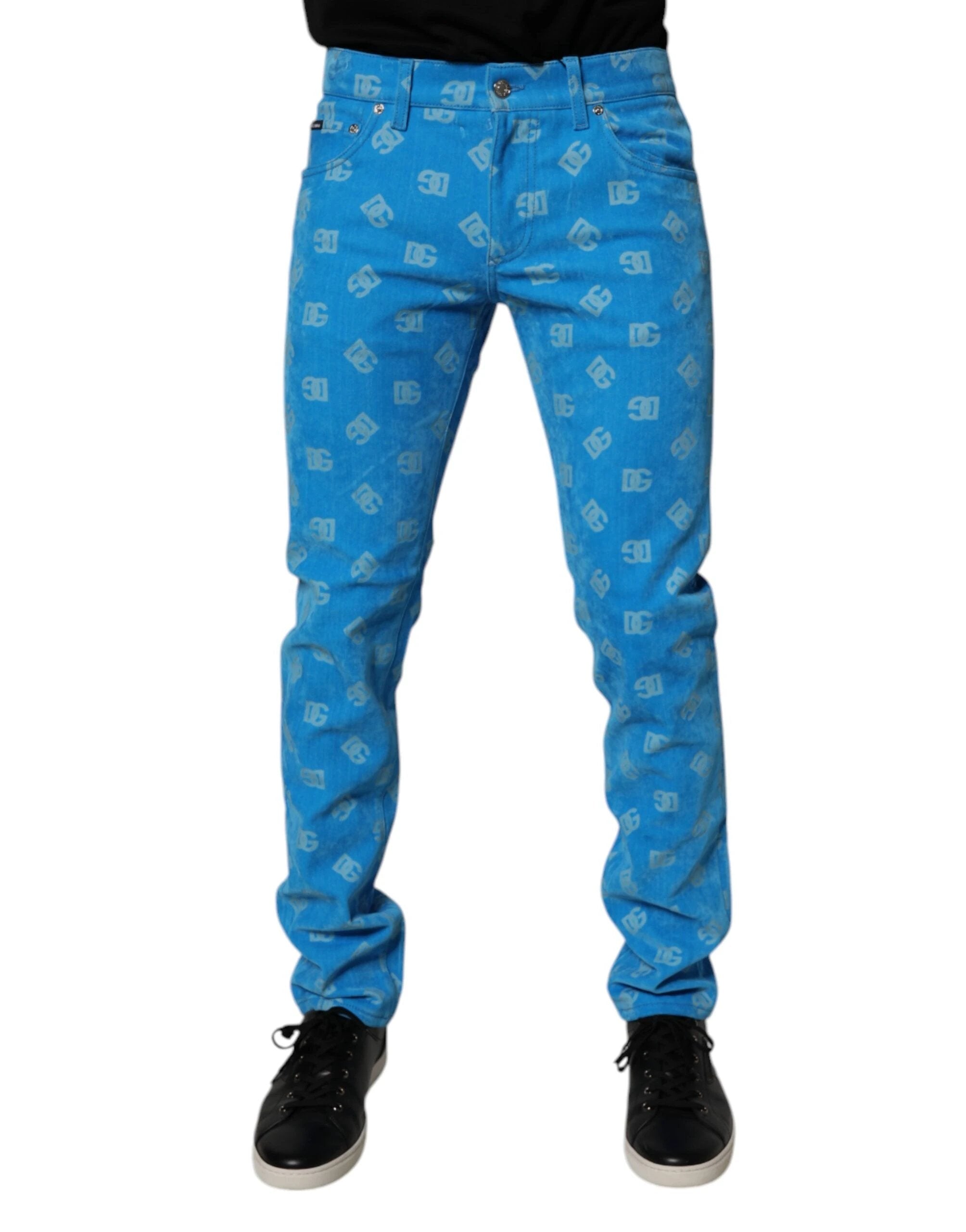 Dolce & Gabbana Blue Logo Monogram Cotton Skinny Denim Jeans by Dolce & Gabbana