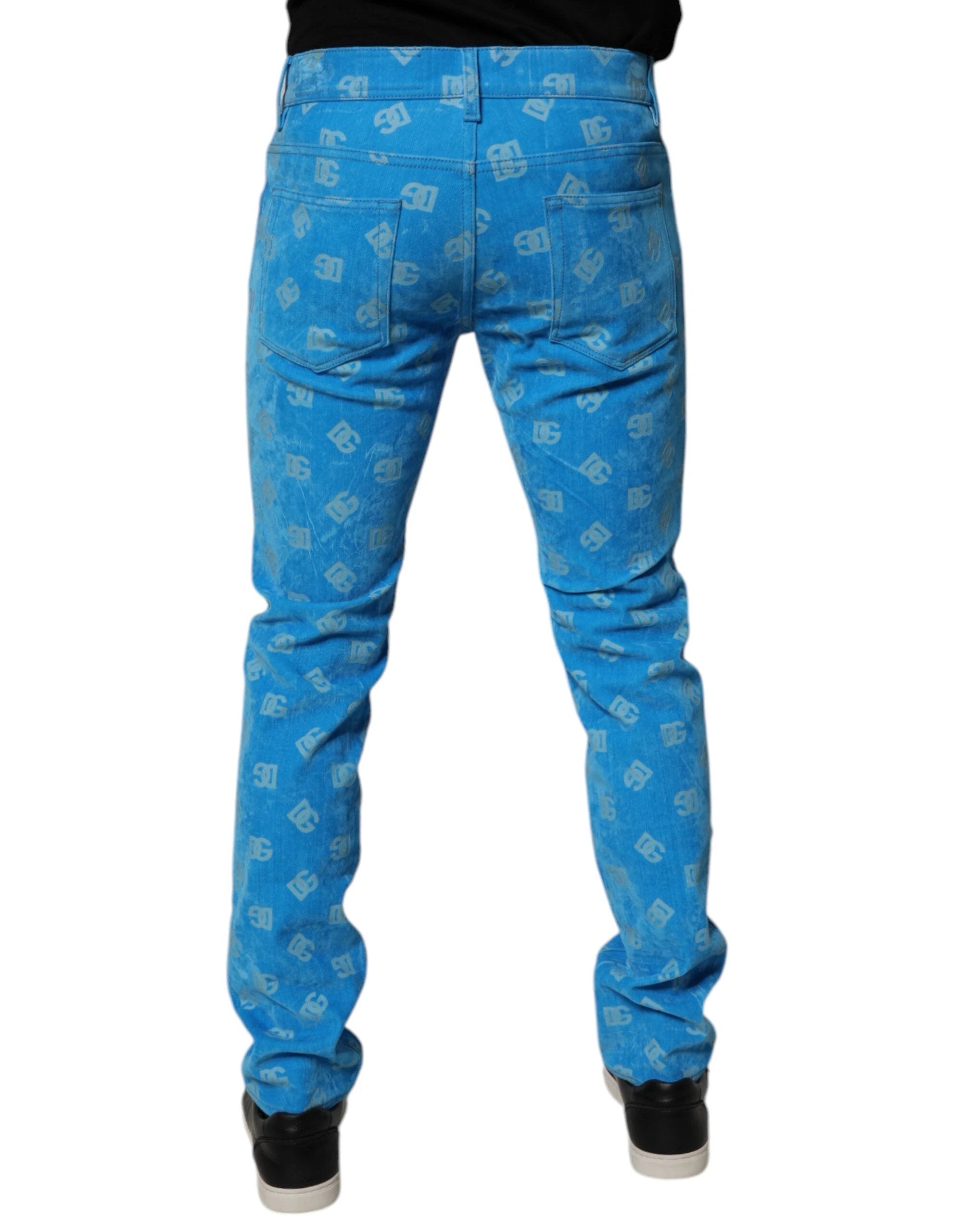 Dolce & Gabbana Blue Logo Monogram Cotton Skinny Denim Jeans by Dolce & Gabbana