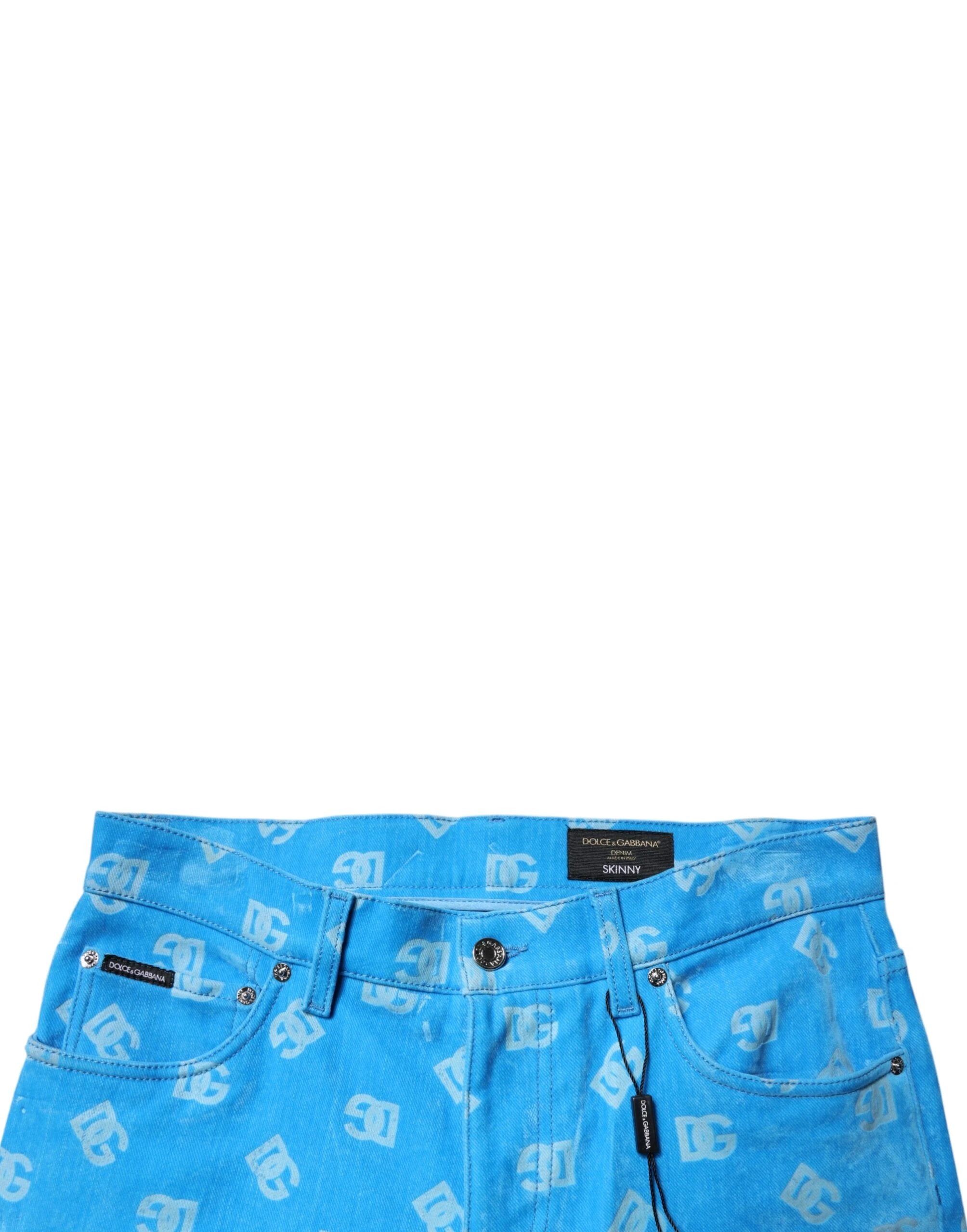 Dolce & Gabbana Blue Logo Monogram Cotton Skinny Denim Jeans by Dolce & Gabbana