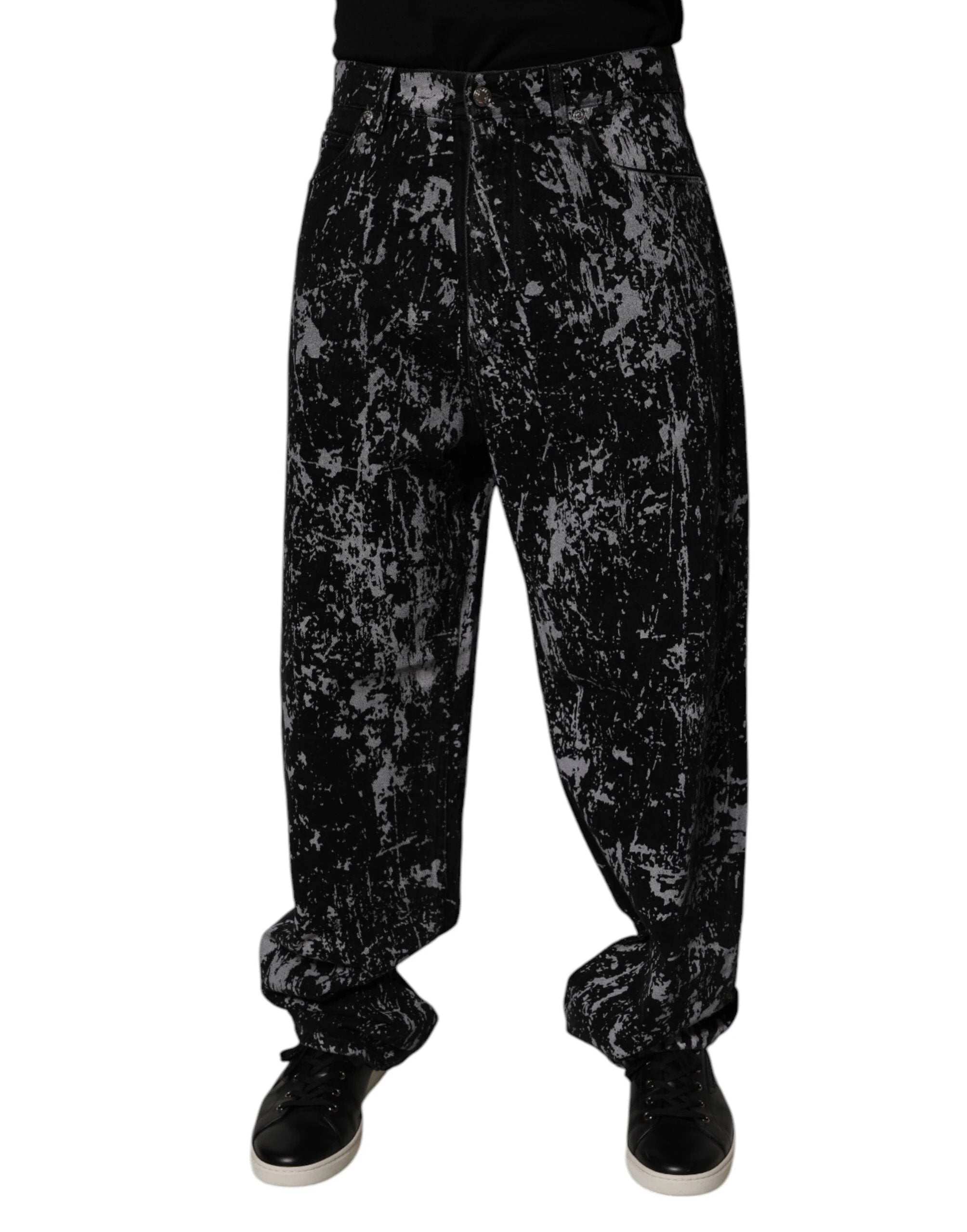 Dolce & Gabbana Black Tie Dye Cotton Straight Men Denim Jeans by Dolce & Gabbana