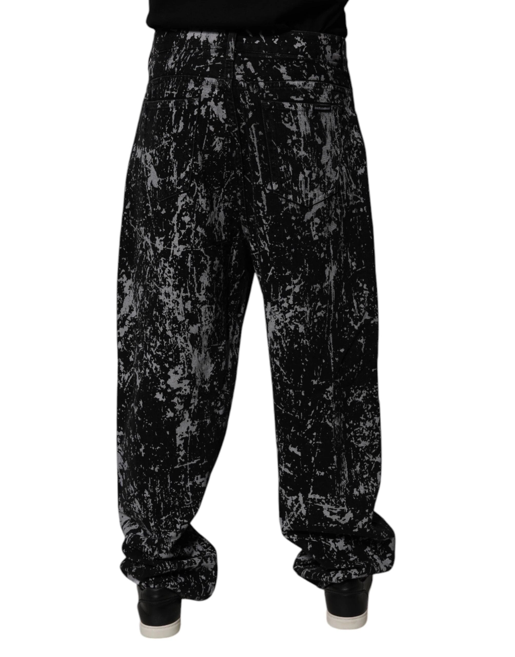 Dolce & Gabbana Black Tie Dye Cotton Straight Men Denim Jeans by Dolce & Gabbana