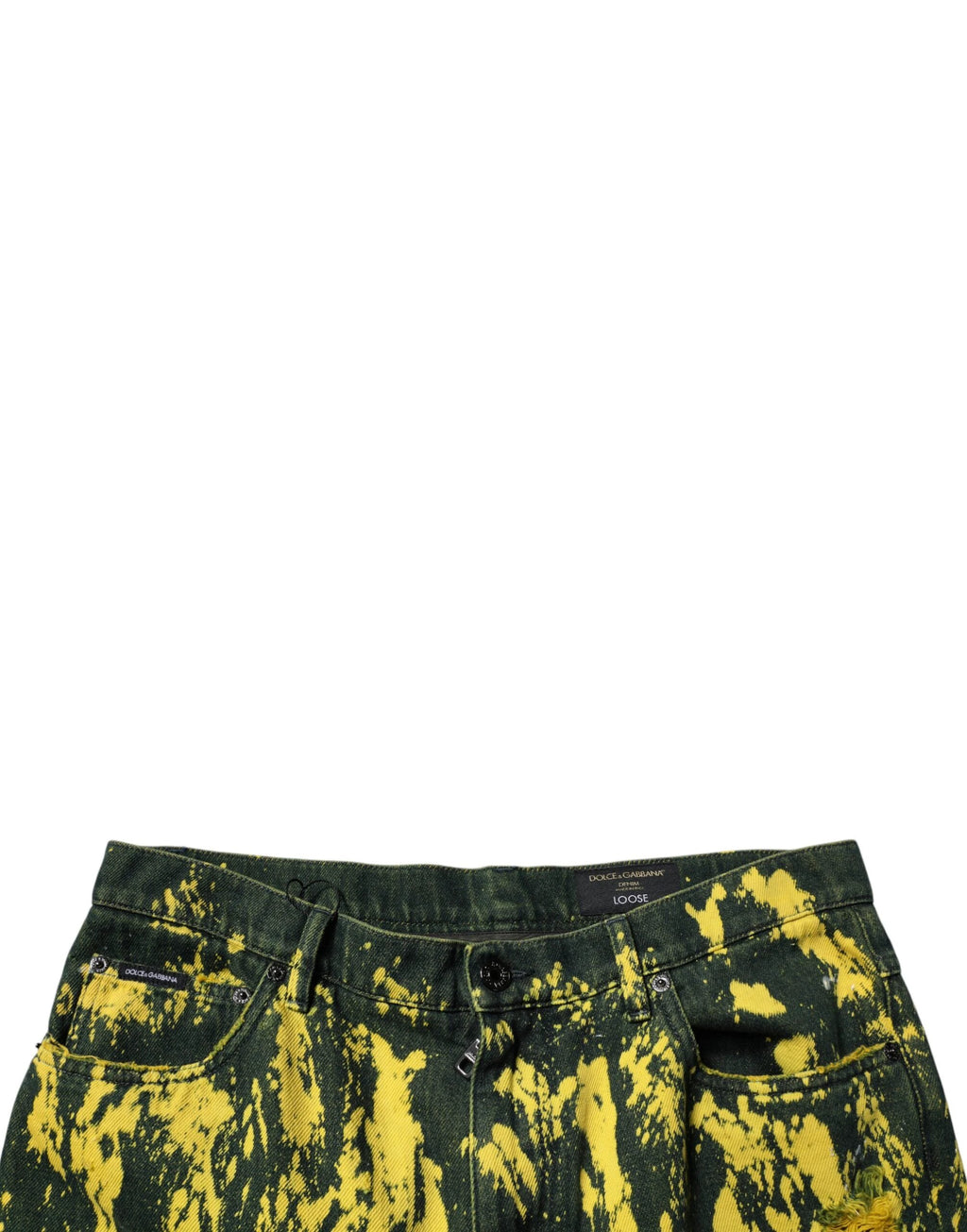 Dolce & Gabbana Black Yellow Tie Dye Tattered Skinny Men Denim Jeans by Dolce & Gabbana