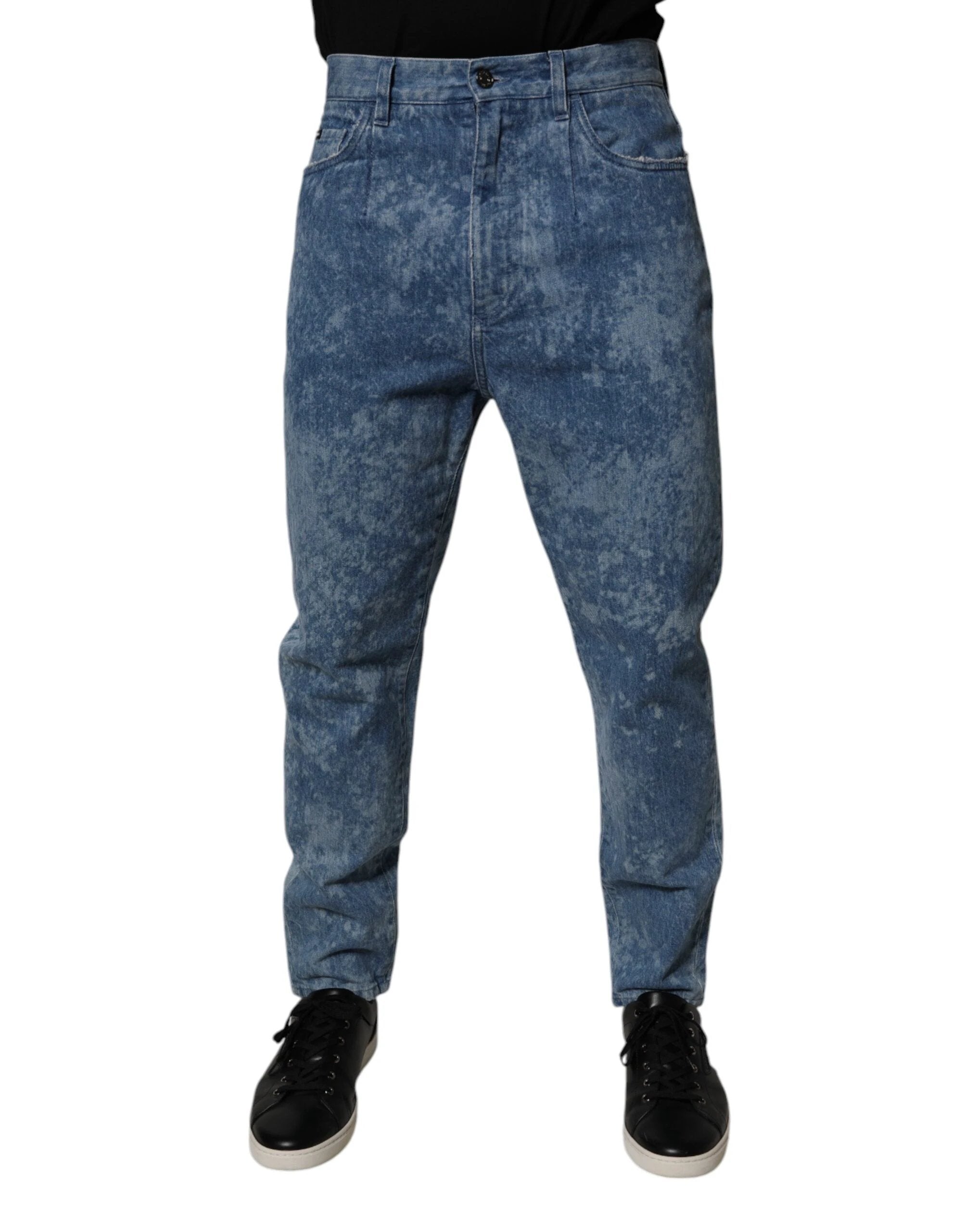 Dolce & Gabbana Blue Tie Dye Cotton Skinny Men Denim Jeans by Dolce & Gabbana