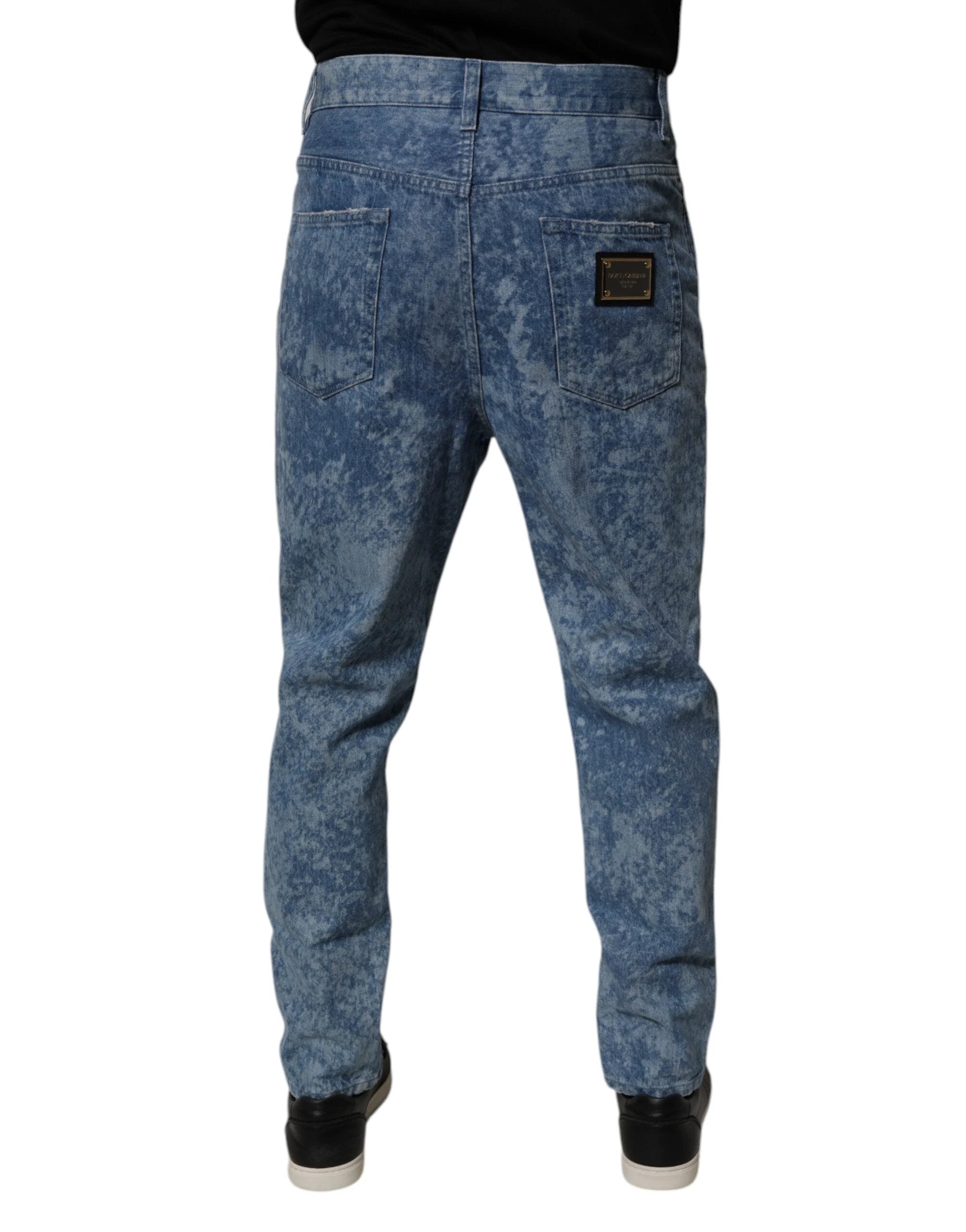 Dolce & Gabbana Blue Tie Dye Cotton Skinny Men Denim Jeans by Dolce & Gabbana