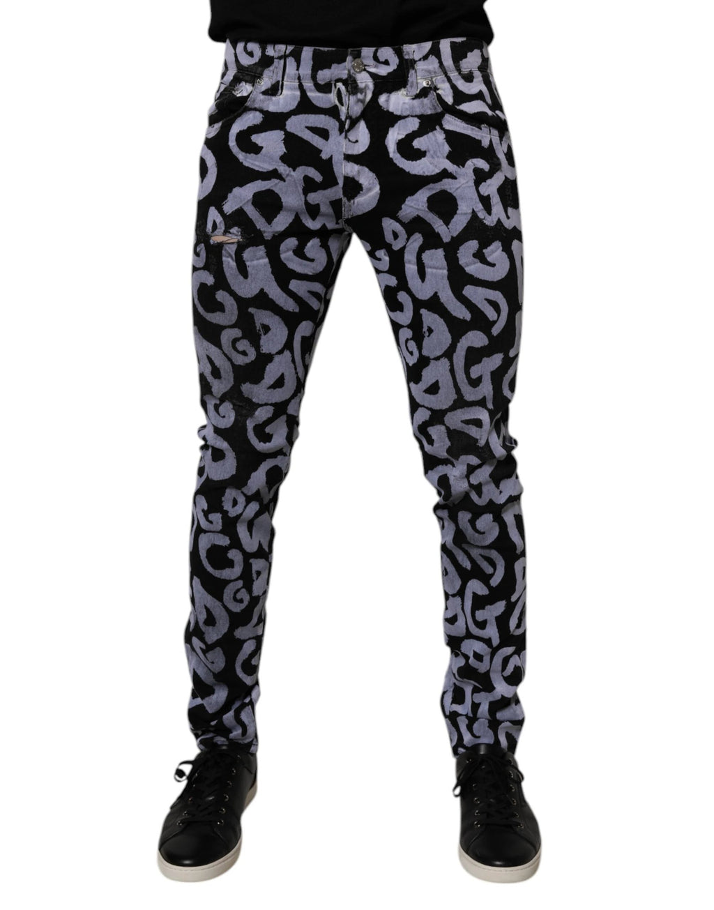 Dolce & Gabbana Black Logo Monogram Cotton Skinny Denim Jeans by Dolce & Gabbana