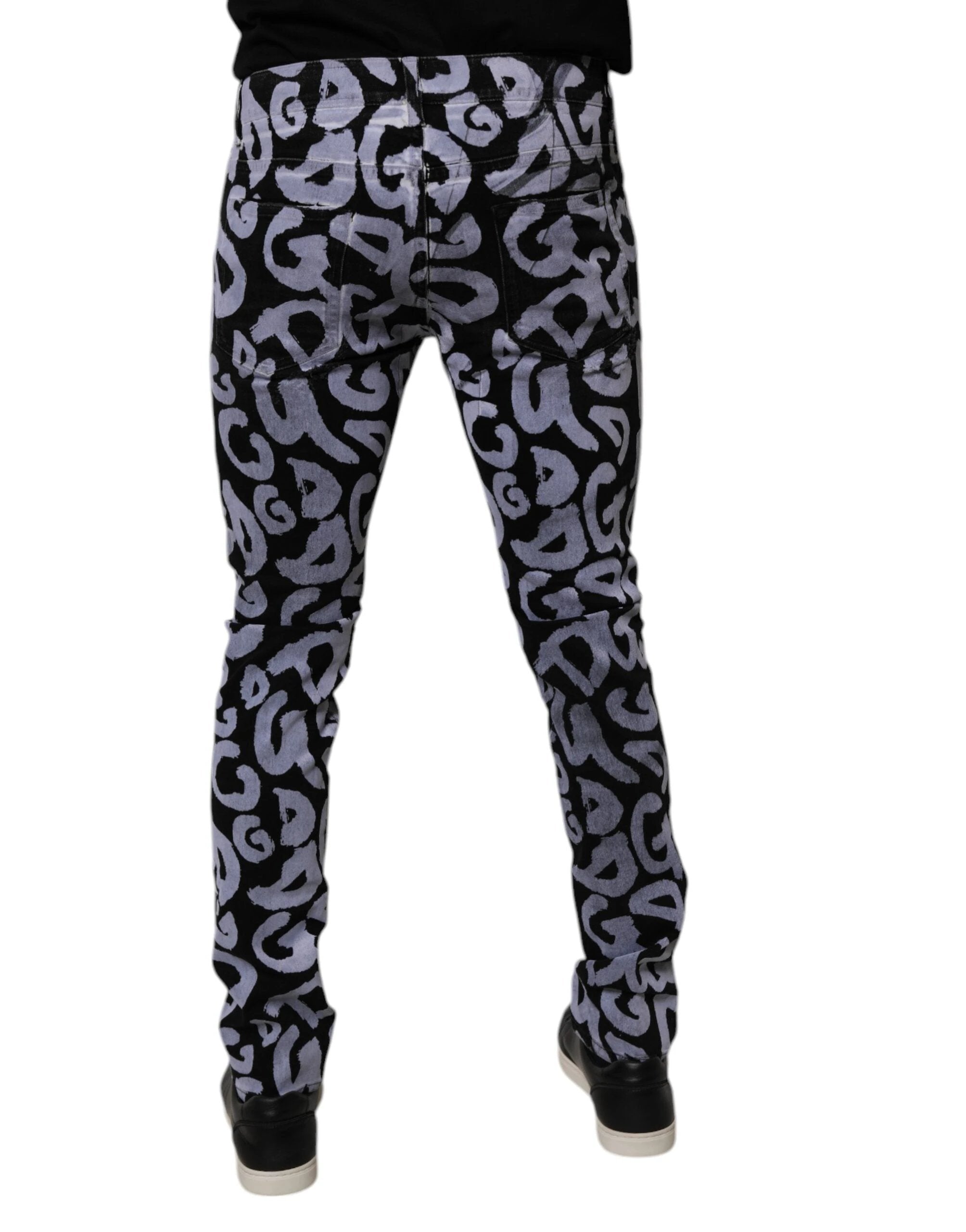 Dolce & Gabbana Black Logo Monogram Cotton Skinny Denim Jeans by Dolce & Gabbana