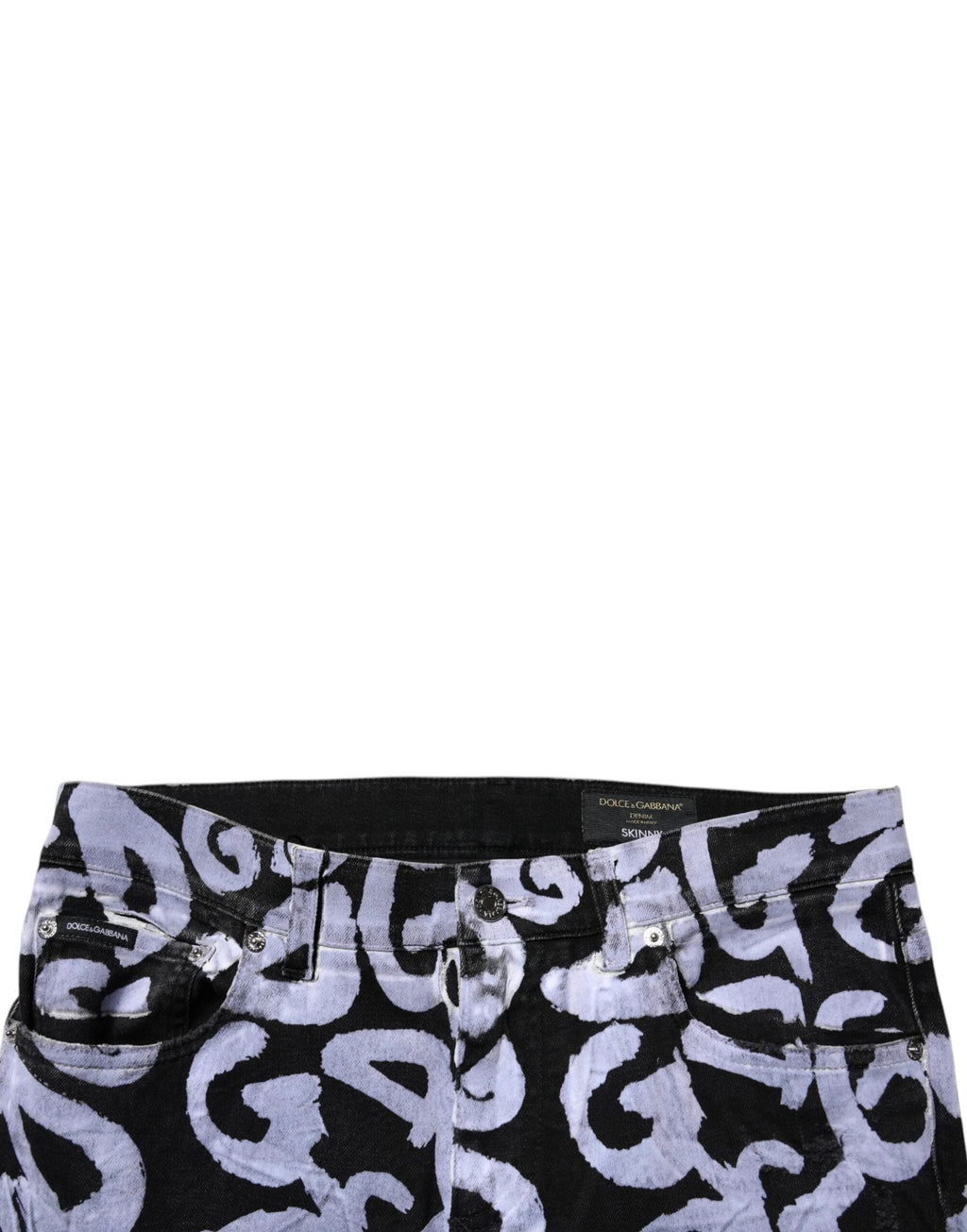 Dolce & Gabbana Black Logo Monogram Cotton Skinny Denim Jeans by Dolce & Gabbana