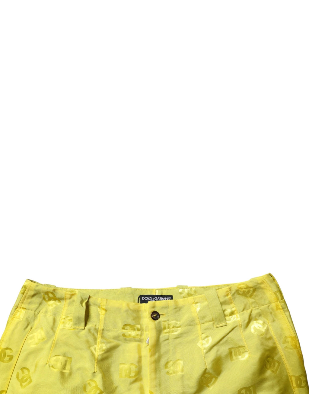 Dolce & Gabbana Yellow DG Monogram Polyester Straight Pants by Dolce & Gabbana