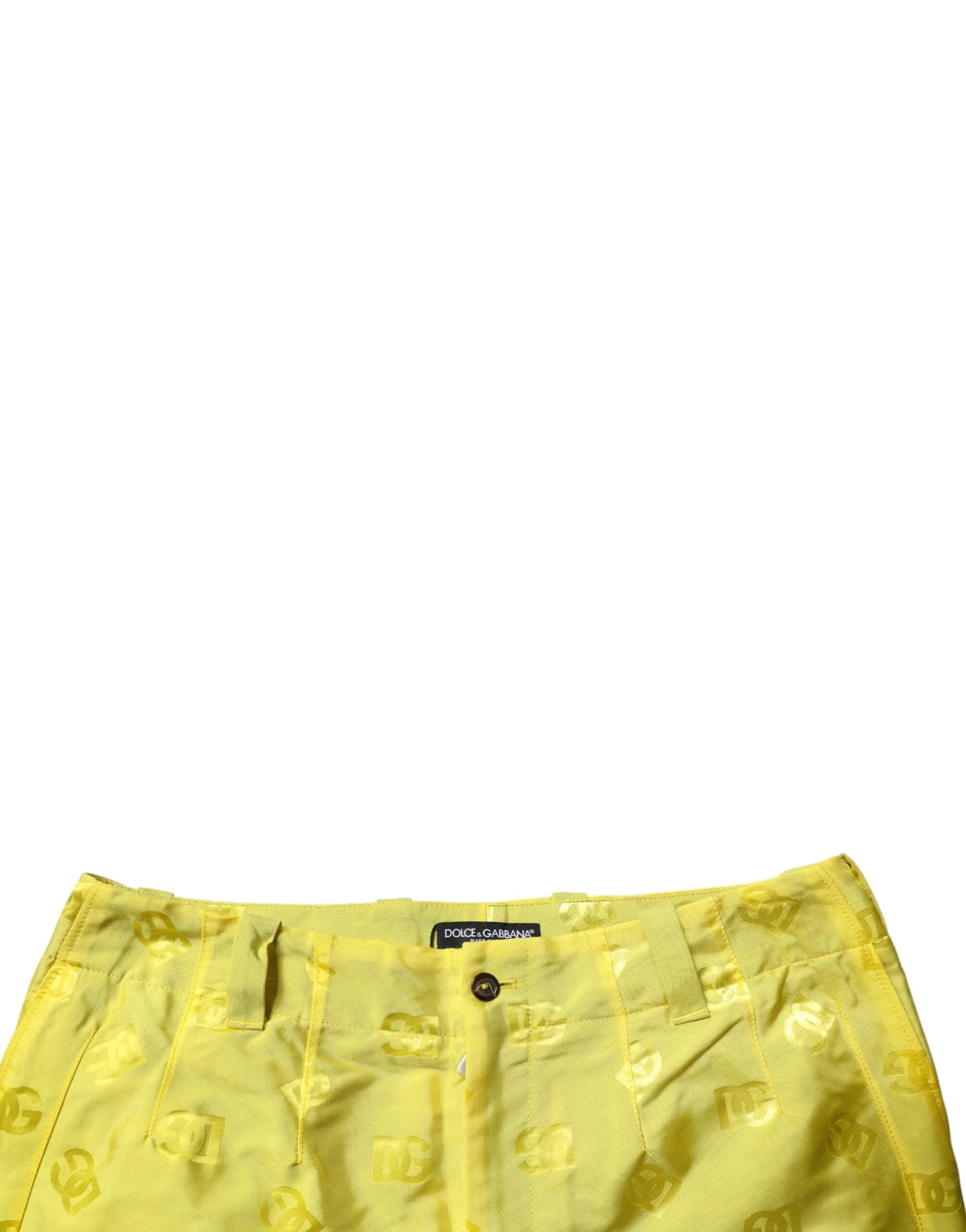 Dolce & Gabbana Yellow DG Monogram Polyester Straight Pants by Dolce & Gabbana