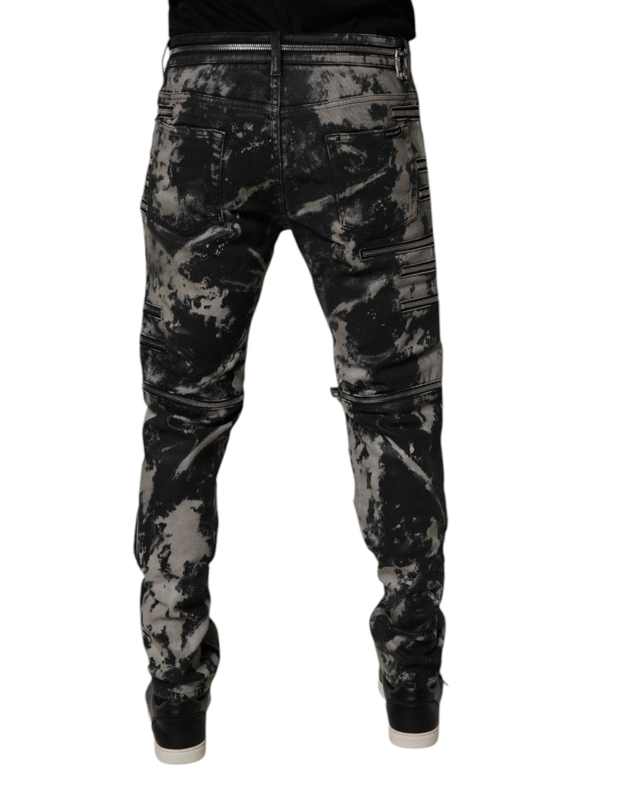 Dolce & Gabbana Black Tie Dye Cotton Skinny Zip Denim Jeans by Dolce & Gabbana