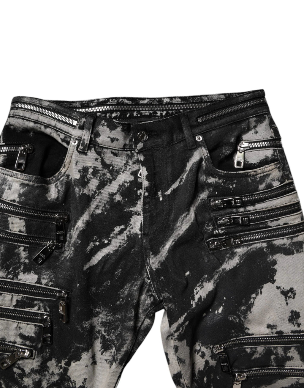 Dolce & Gabbana Black Tie Dye Cotton Skinny Zip Denim Jeans by Dolce & Gabbana