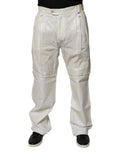 Dolce & Gabbana White Linen Mid Waist Straight Men Denim Jeans by Dolce & Gabbana