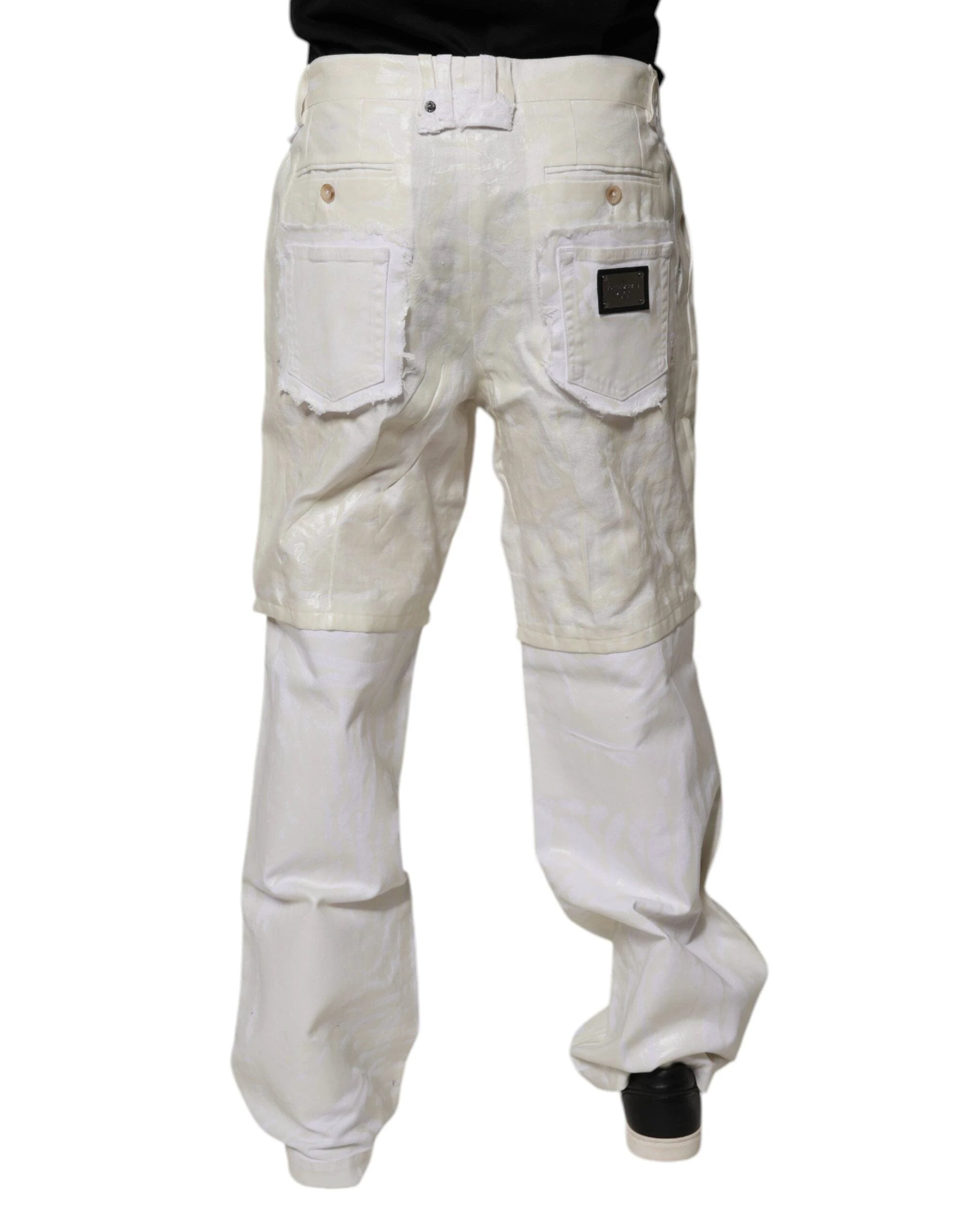 Dolce & Gabbana White Linen Mid Waist Straight Men Denim Jeans by Dolce & Gabbana