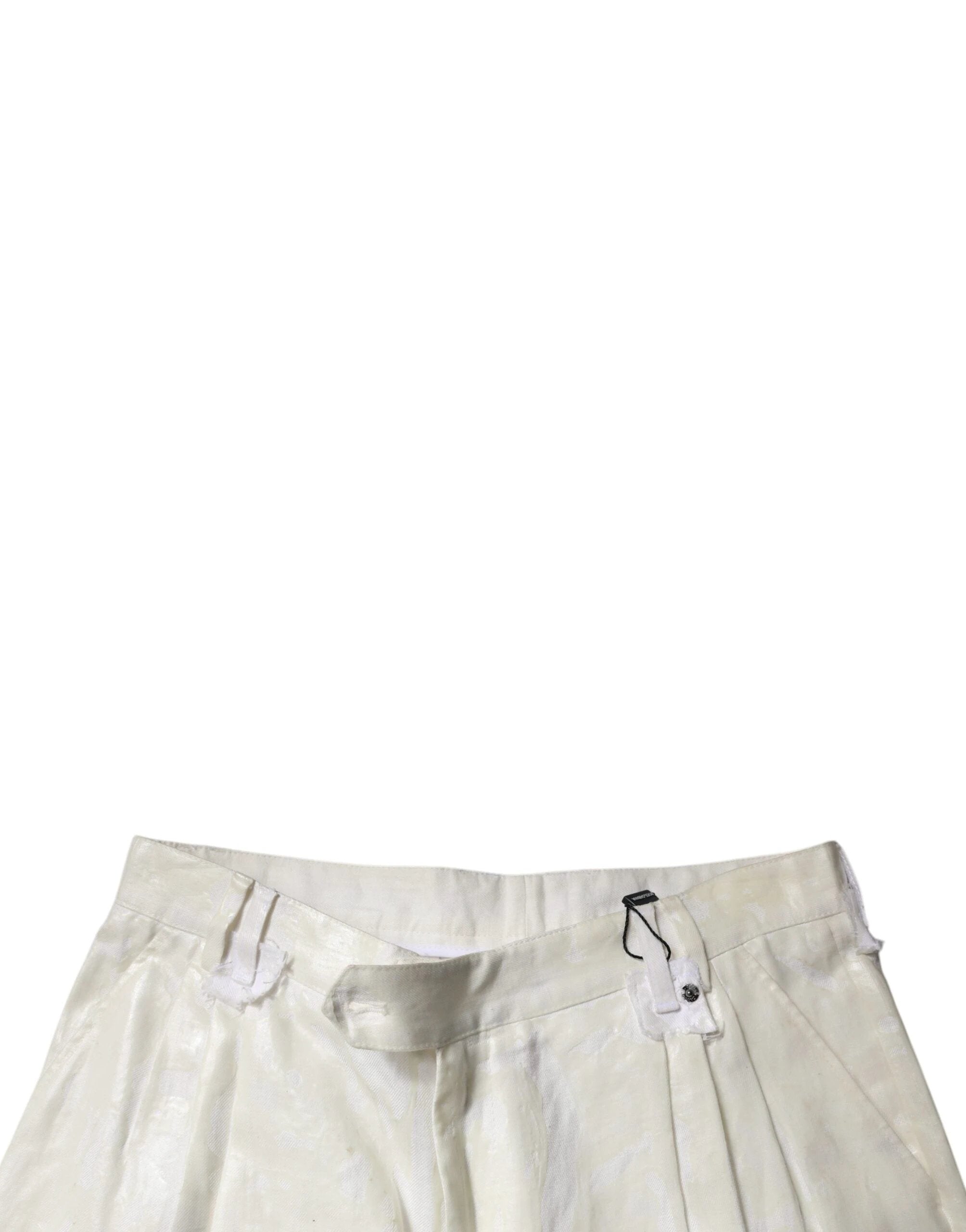 Dolce & Gabbana White Linen Mid Waist Straight Men Denim Jeans by Dolce & Gabbana