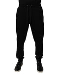 Dolce & Gabbana Black Cotton Mid Waist Jogger Sweatpants Pants by Dolce & Gabbana