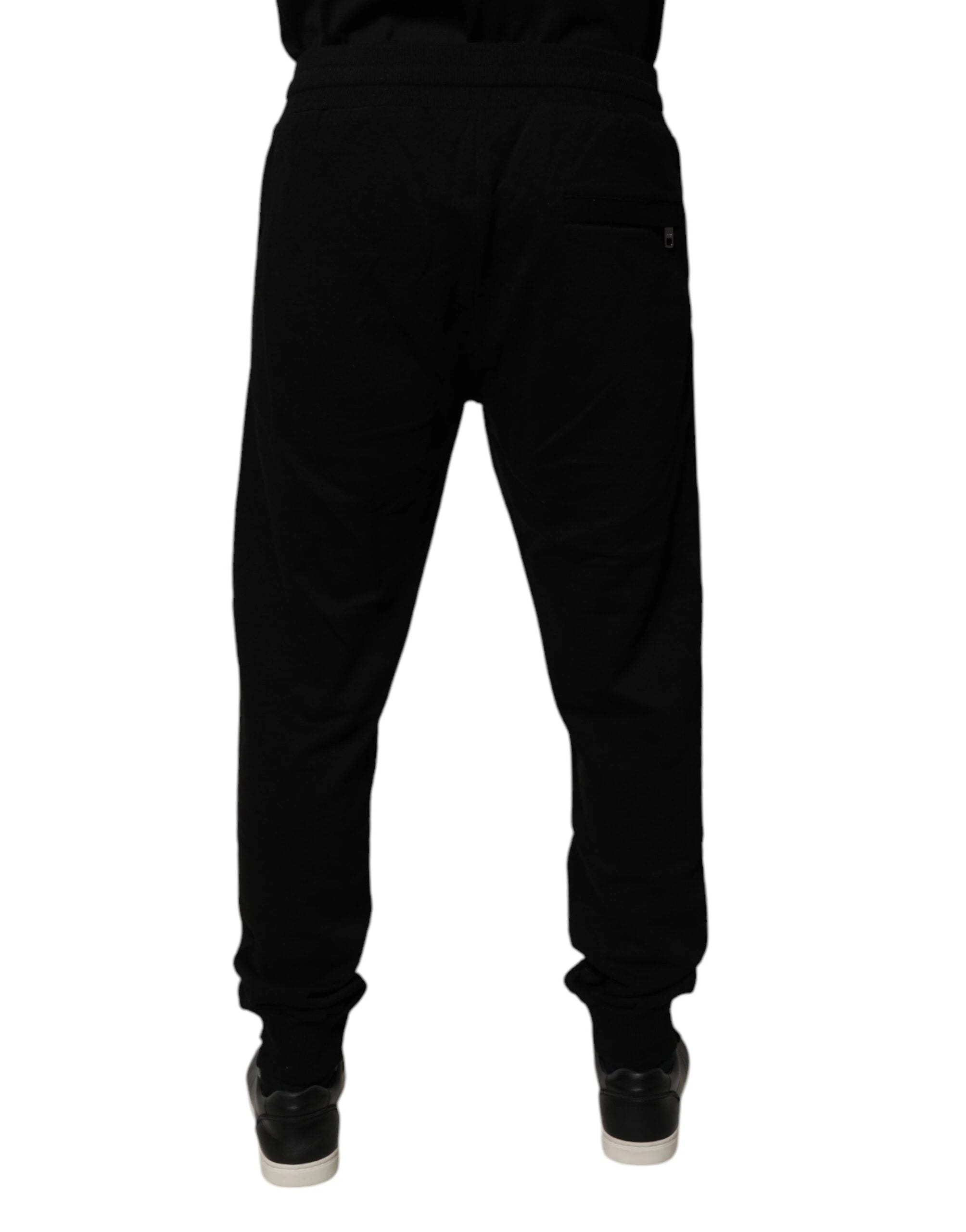 Dolce & Gabbana Black Cotton Mid Waist Jogger Sweatpants Pants by Dolce & Gabbana