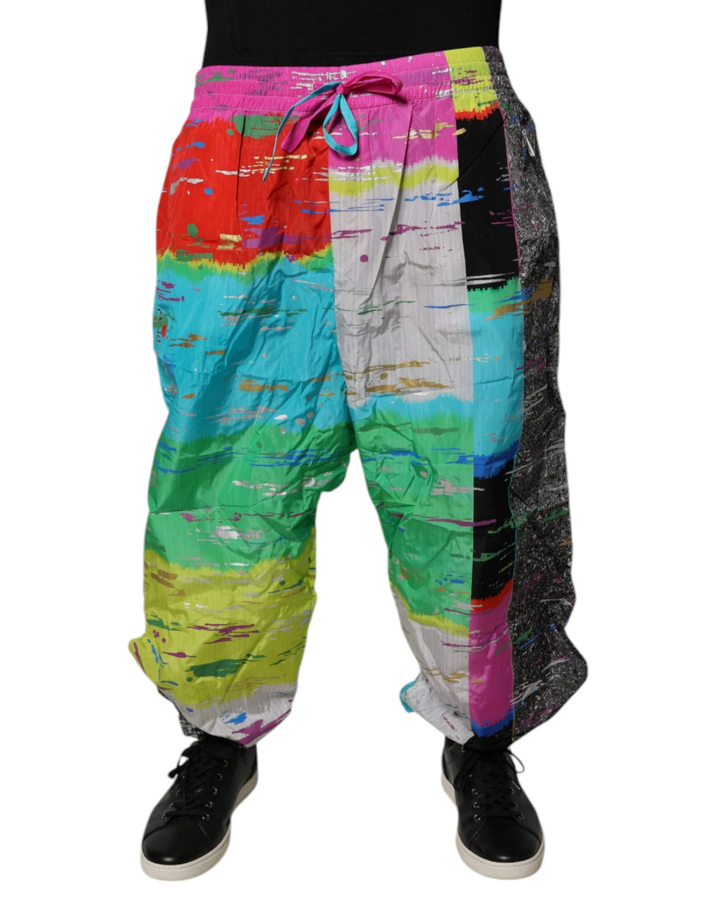Dolce & Gabbana Multicolor Patchwork Mid Waist Sweatpants Pants by Dolce & Gabbana