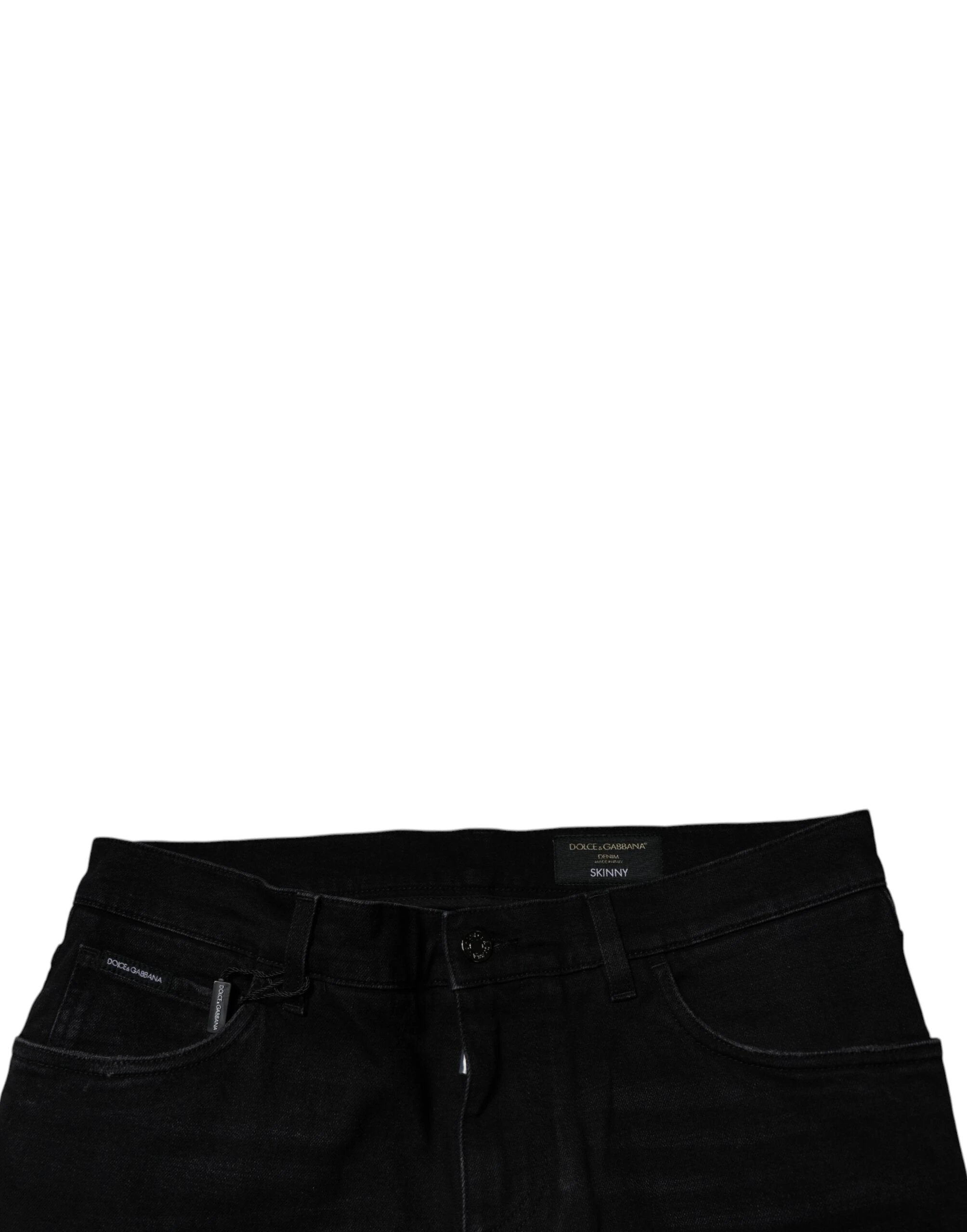 Dolce & Gabbana Black Ripped Cotton Skinny Men Denim Jeans by Dolce & Gabbana