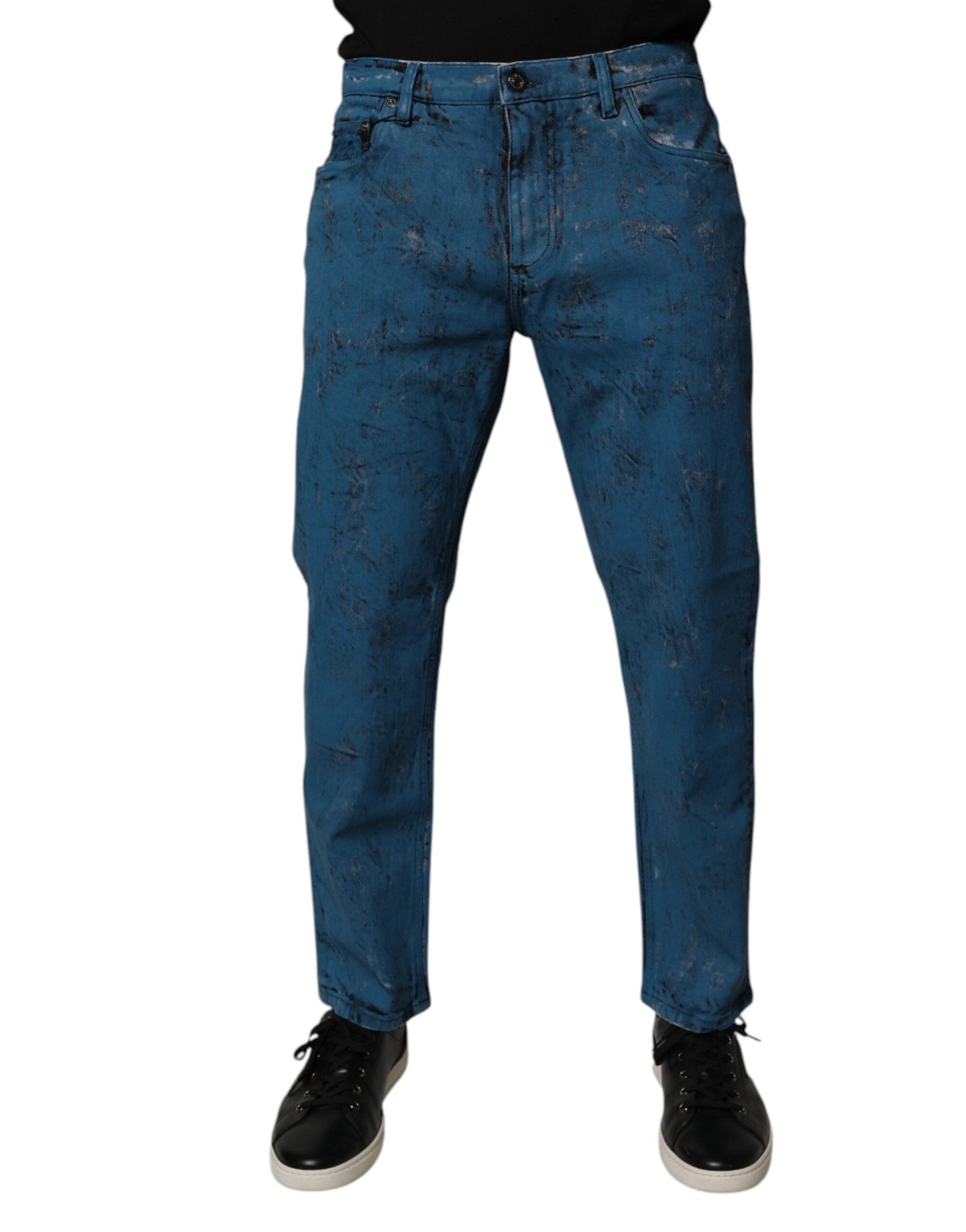 Dolce & Gabbana Blue Tie Dye Cotton Skinny Men Denim Jeans by Dolce & Gabbana