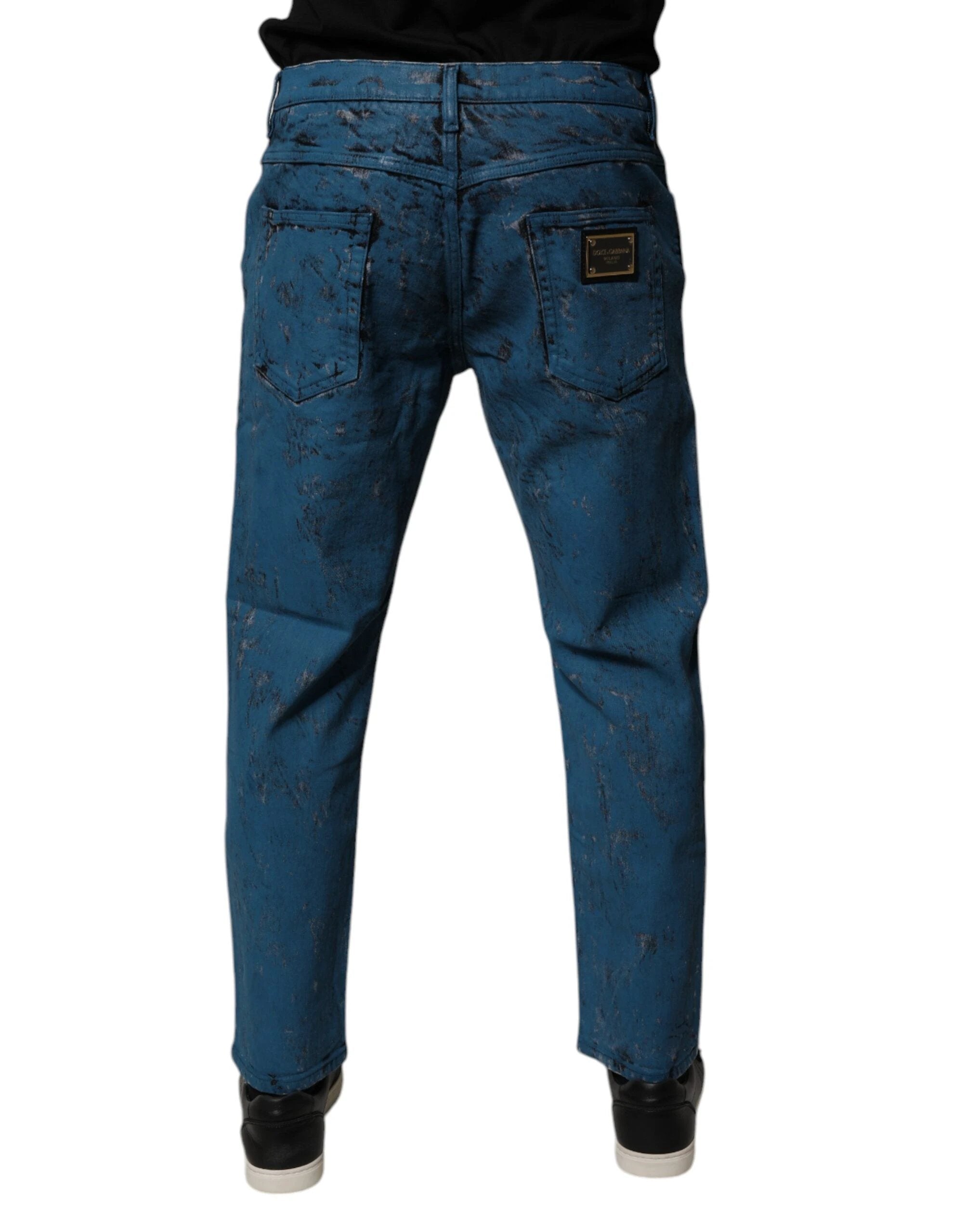 Dolce & Gabbana Blue Tie Dye Cotton Skinny Men Denim Jeans by Dolce & Gabbana
